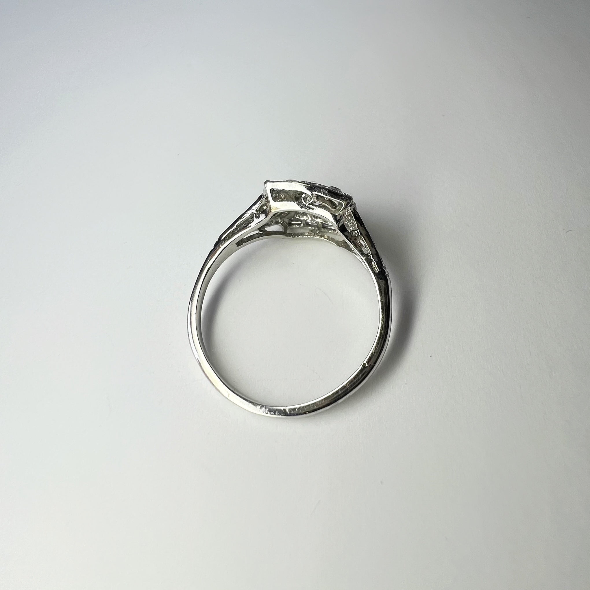 Art Deco Style Square Bombe Diamond Ring