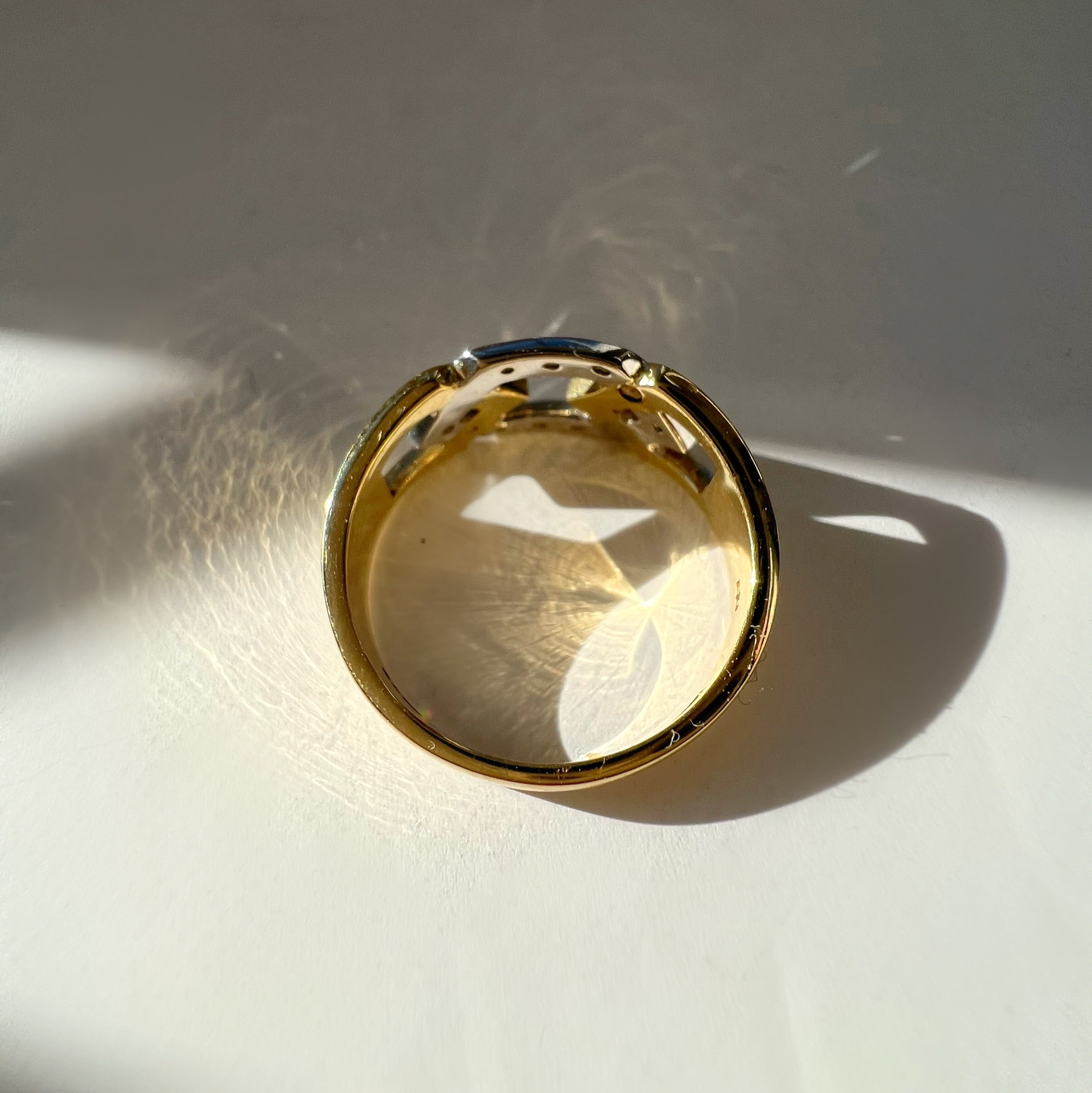 Chunky Vintage Gold and Diamond Chain Ring