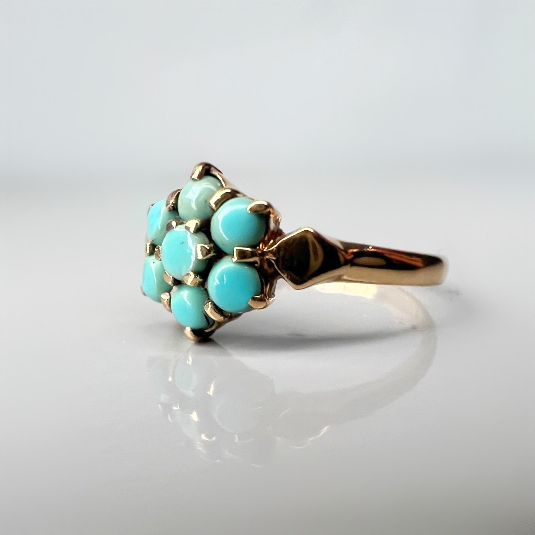 Vintage Turquoise 9ct Gold Cluster Ring