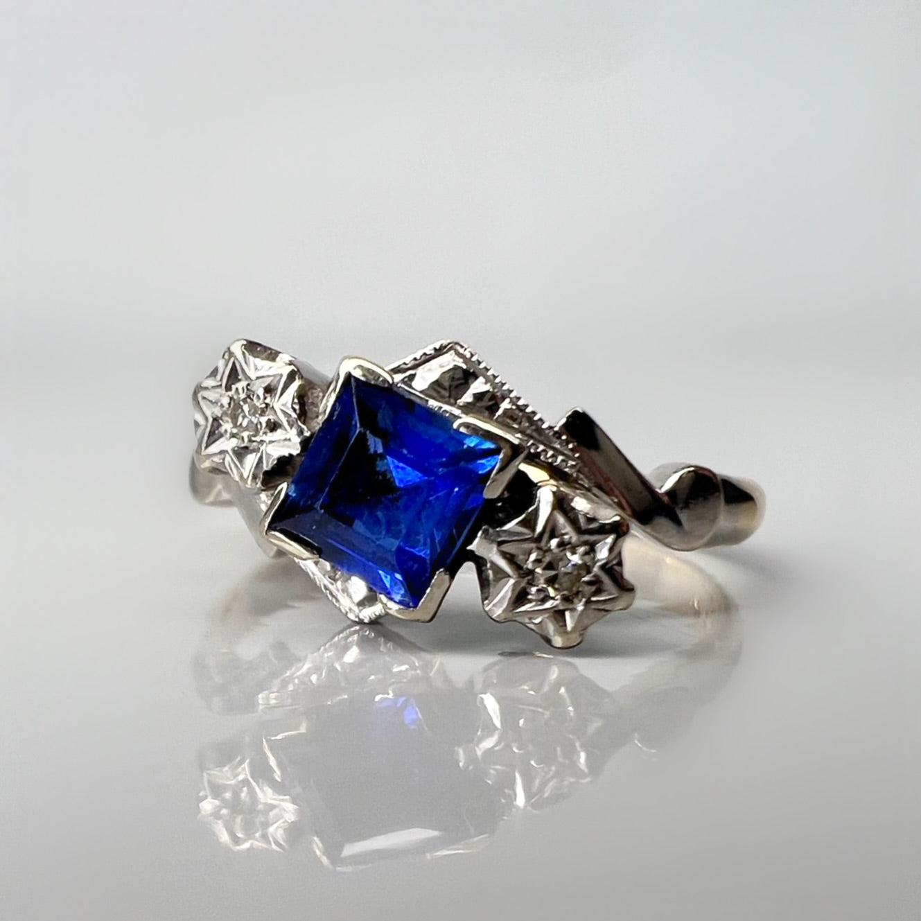 Vintage Sapphire and Diamond Trilogy ring