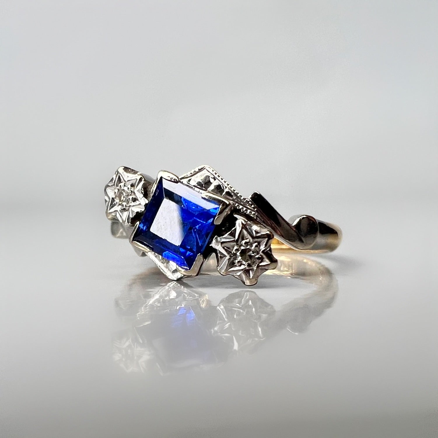 Vintage Sapphire and Diamond Trilogy ring