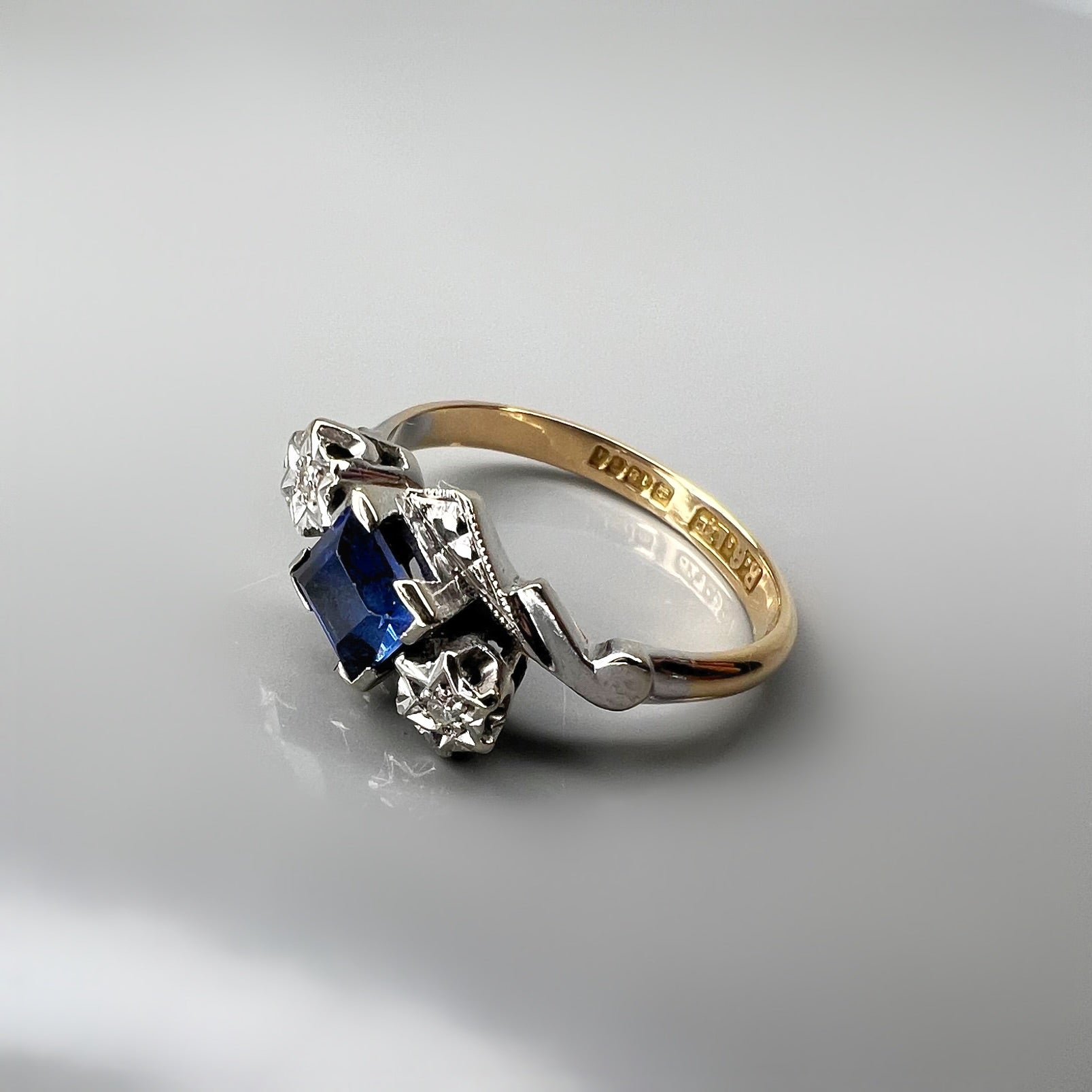 Vintage Sapphire and Diamond Trilogy ring
