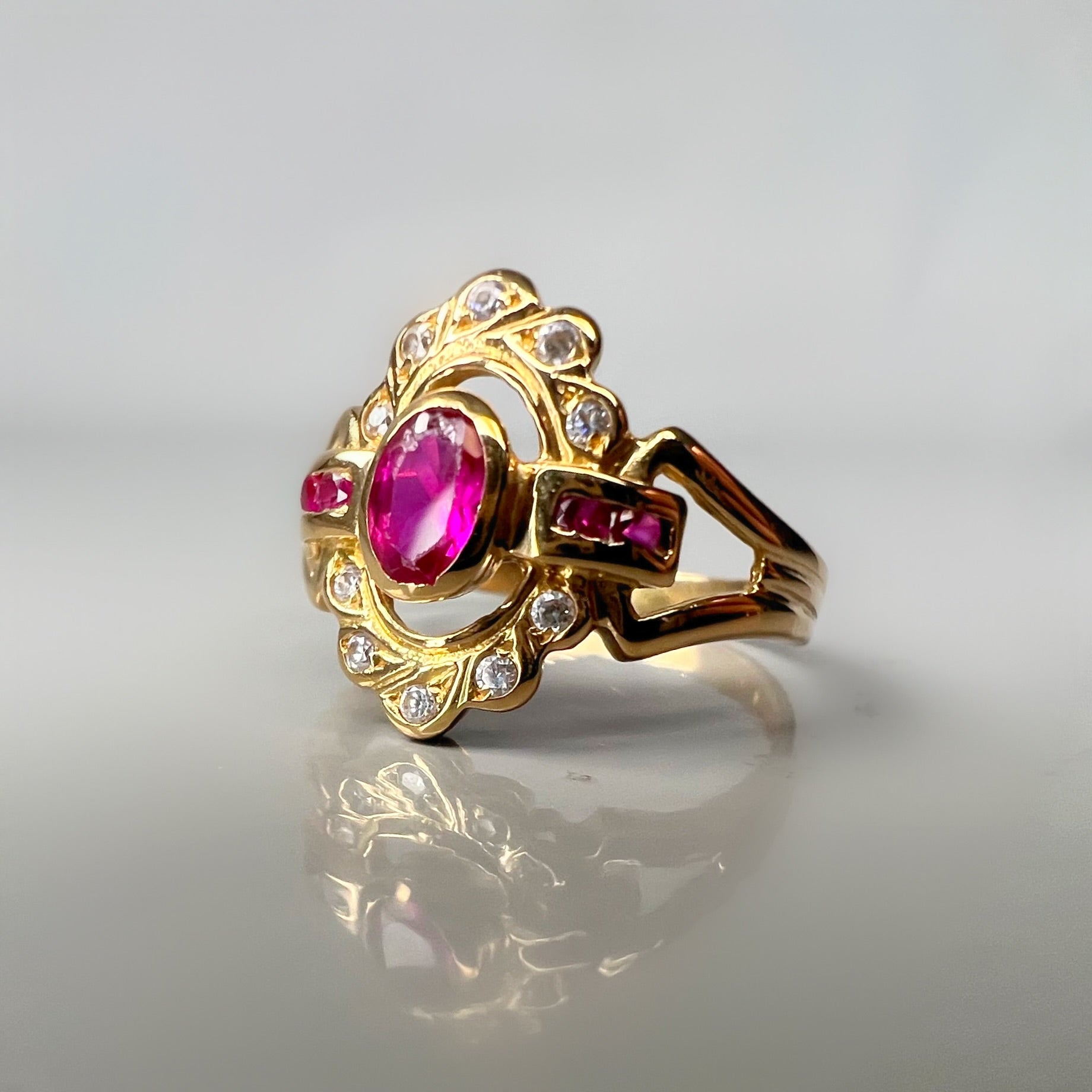 Vintage and Ruby and Diamond Dress Ring