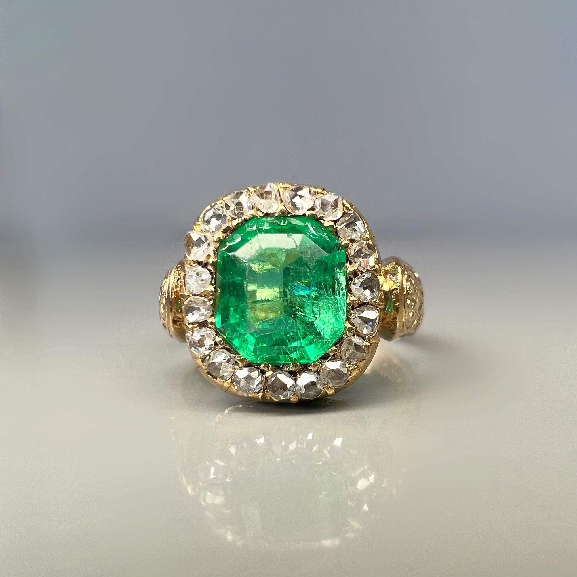 Antique Victorian Emerald and Diamond Ring
