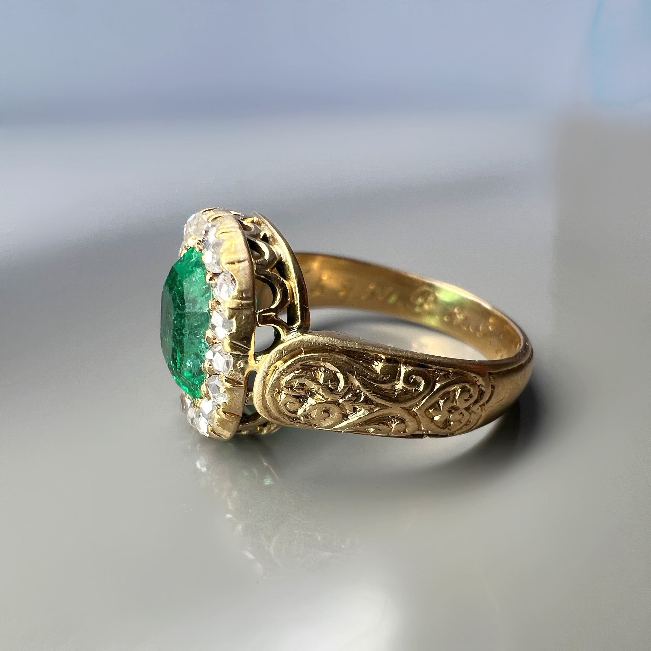 Antique Victorian Emerald and Diamond Ring
