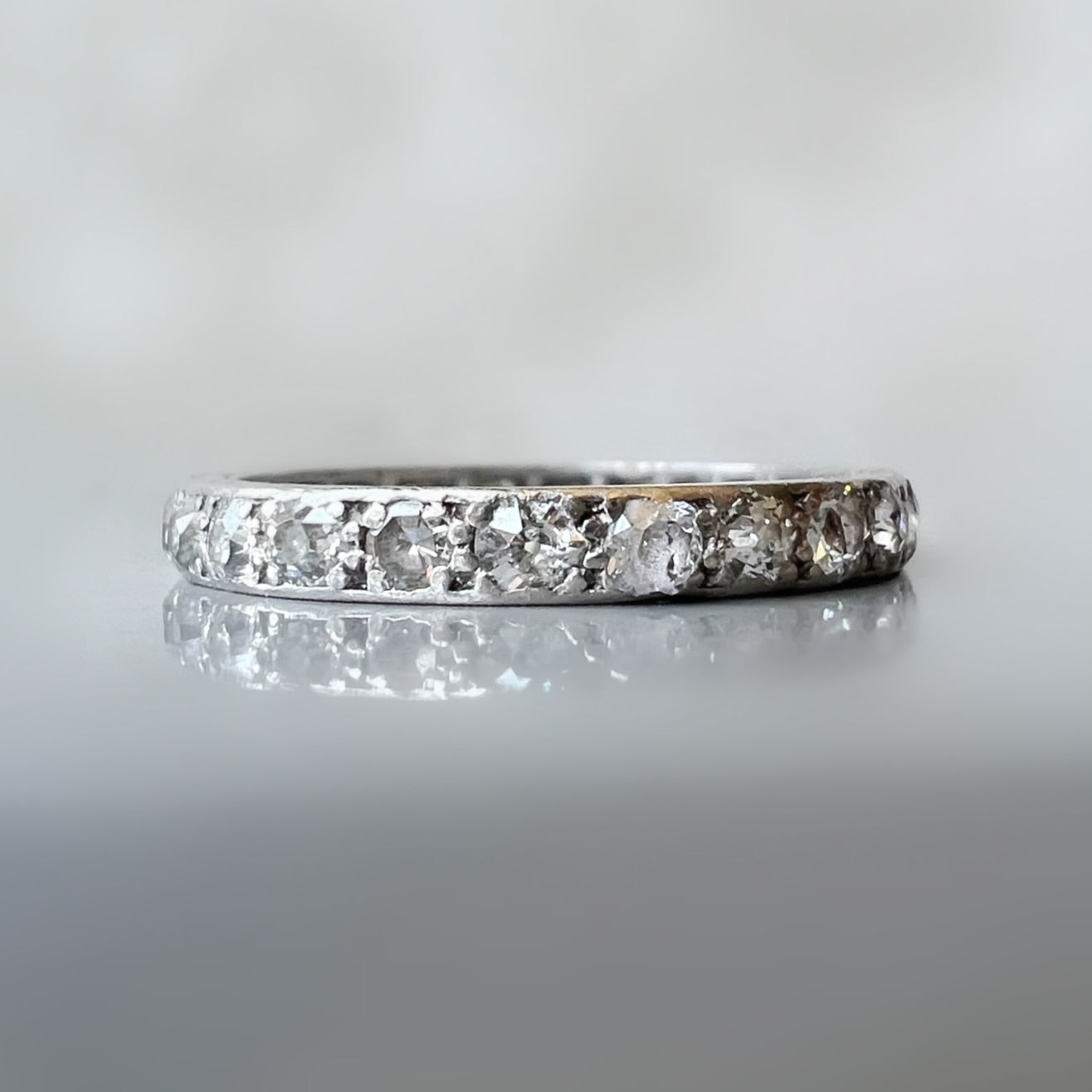 Antique Diamond 0.80ct Eternity Ring with Engravings