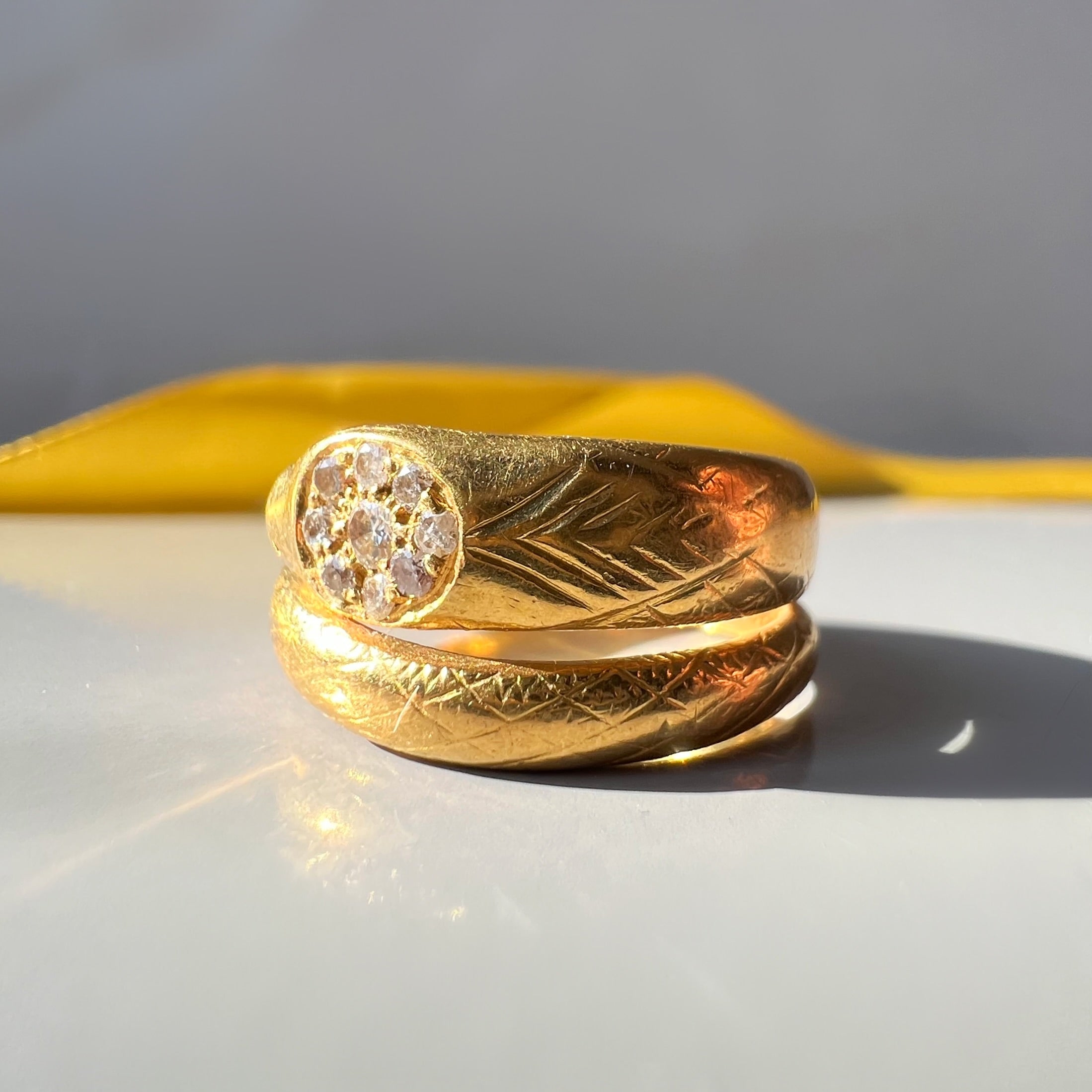 Antique Gold and Diamond Snake Ring