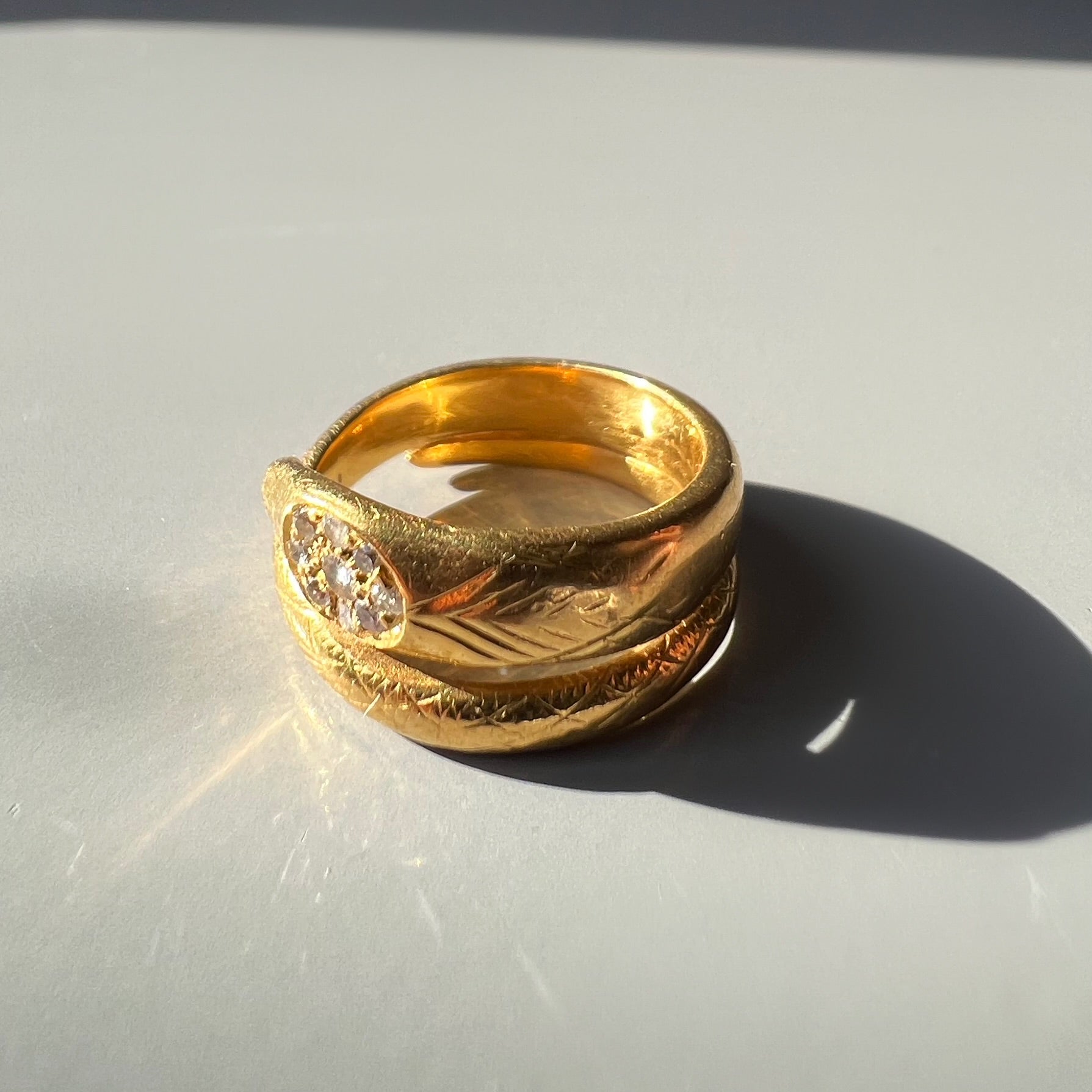 Antique Gold and Diamond Snake Ring