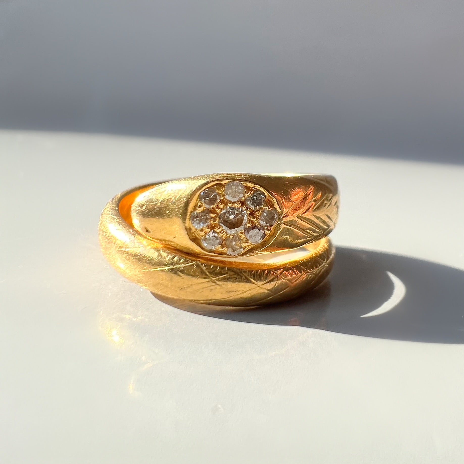 Antique Gold and Diamond Snake Ring
