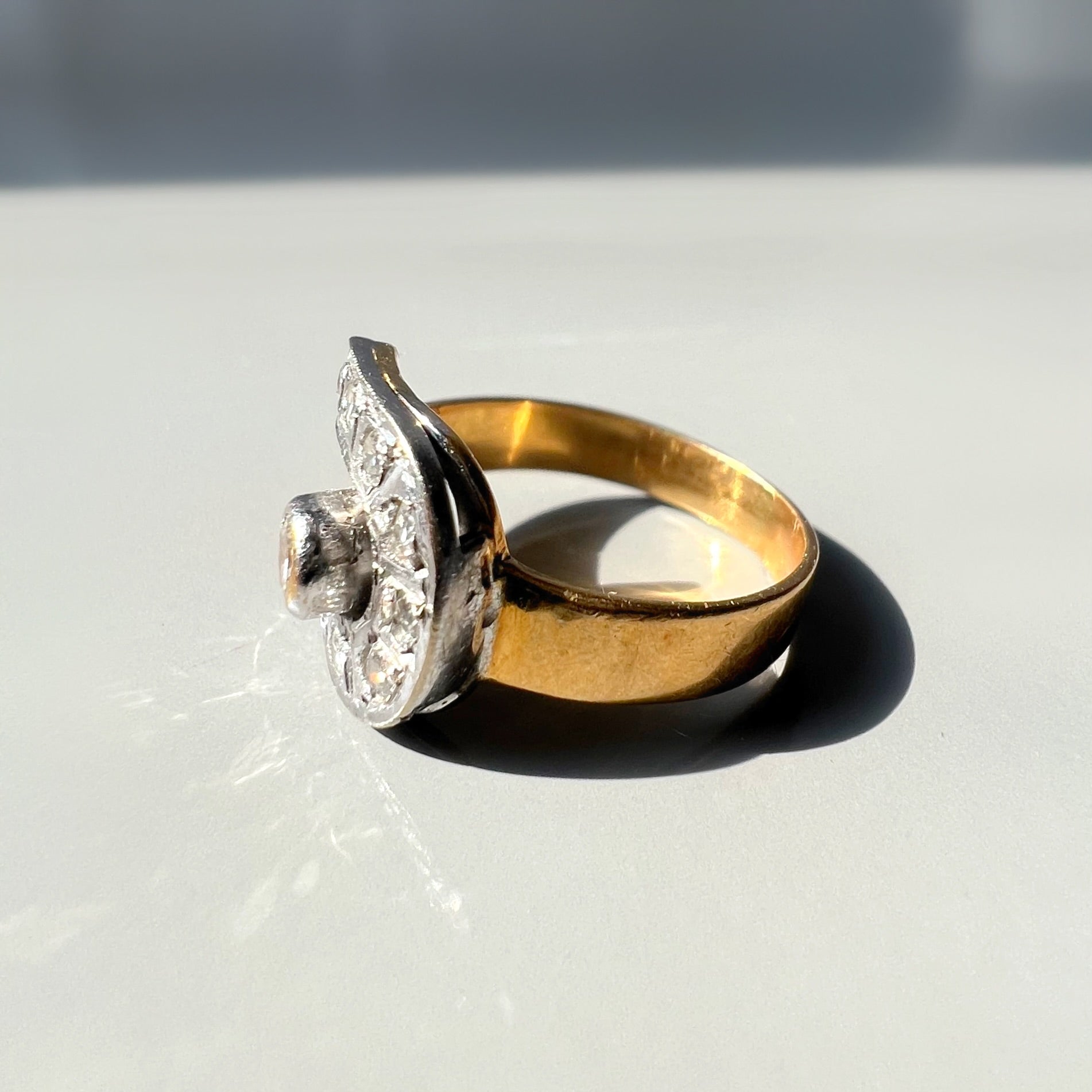 Vintage Diamond Buckle Pinky Ring