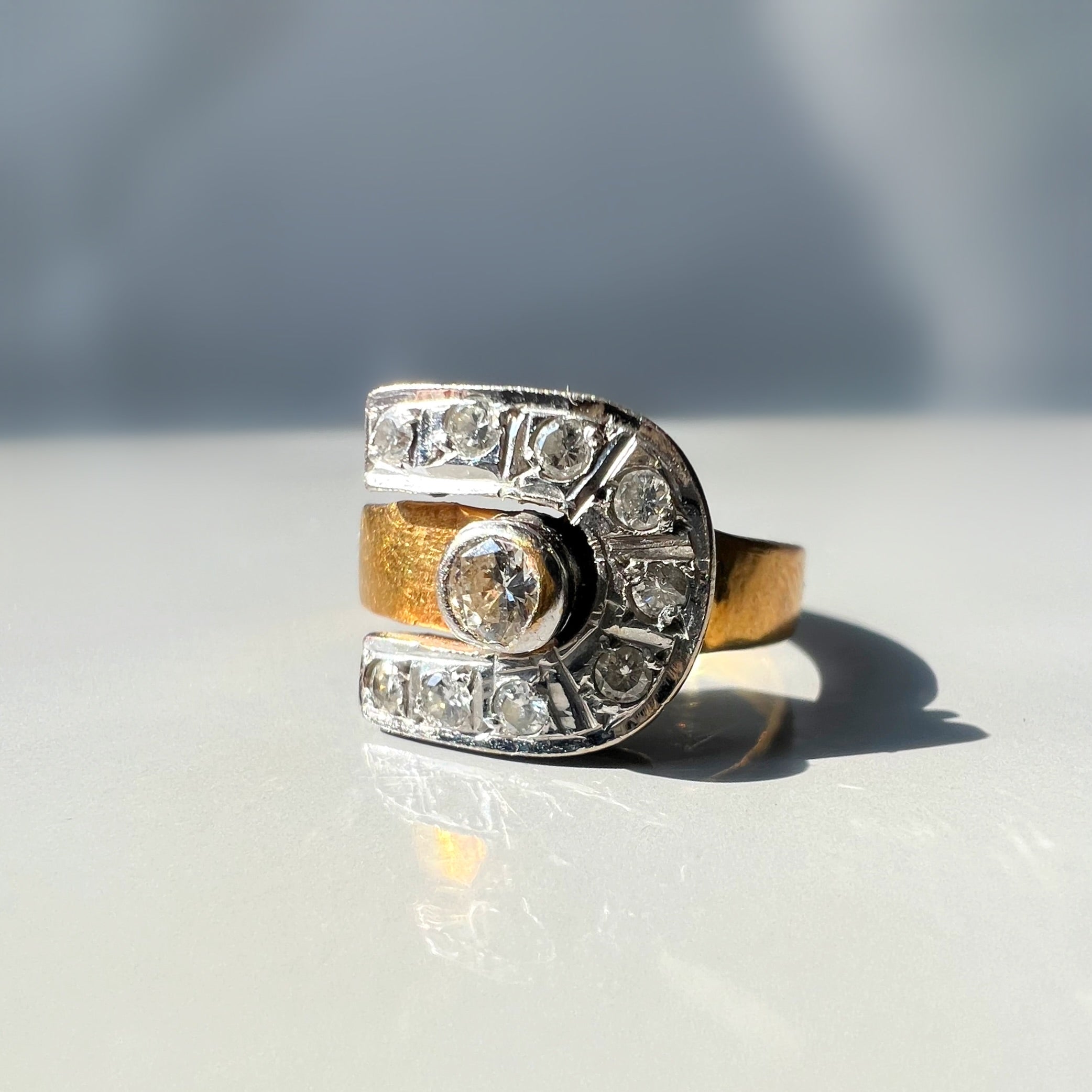 Vintage Diamond Buckle Pinky Ring