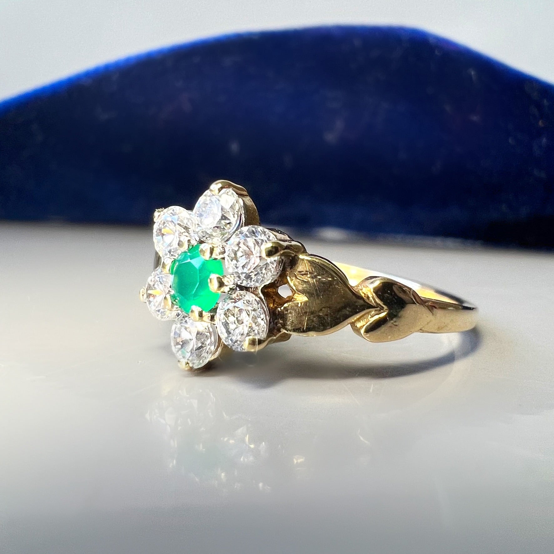 Vintage Emerald and 0.40ct Diamond Ring