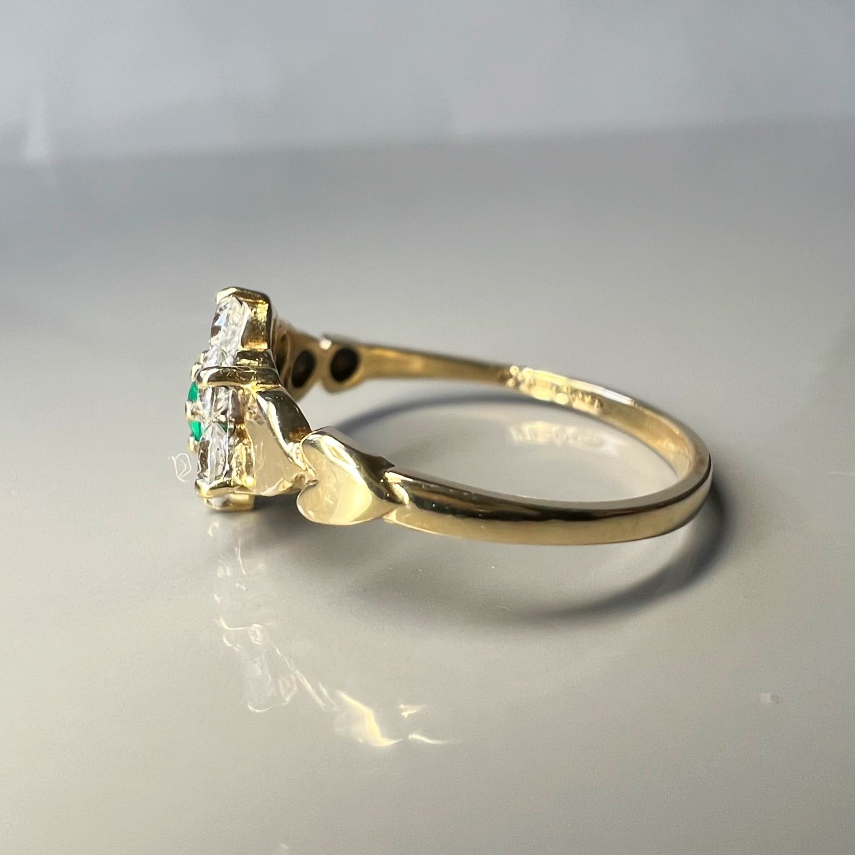 Vintage Emerald and 0.40ct Diamond Ring