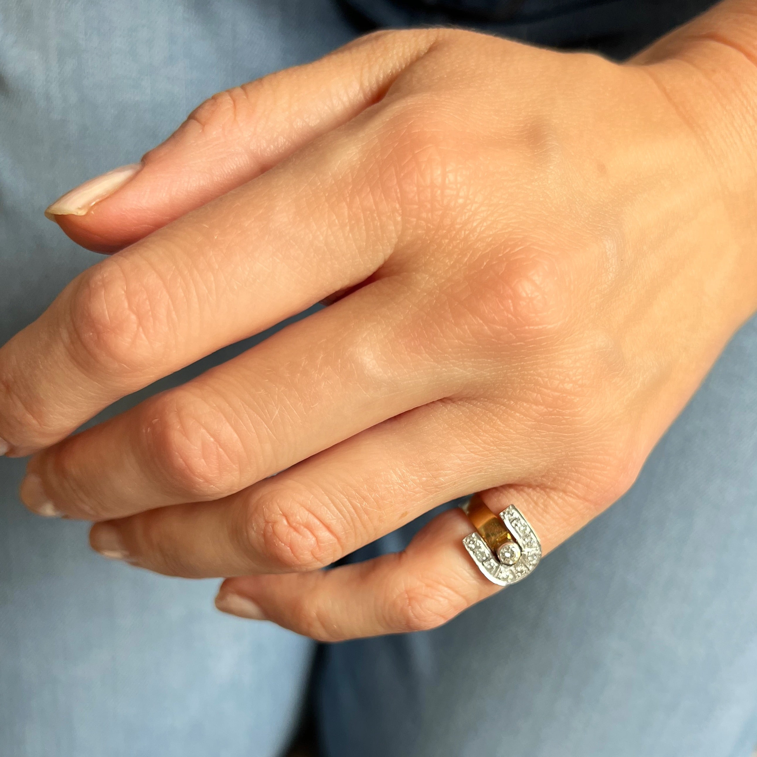 Vintage Diamond Buckle Pinky Ring