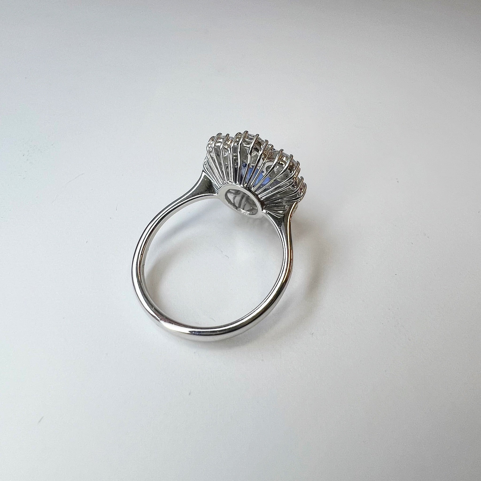 2.96ct Sapphire and 2.40ct Diamond Cluster Ring