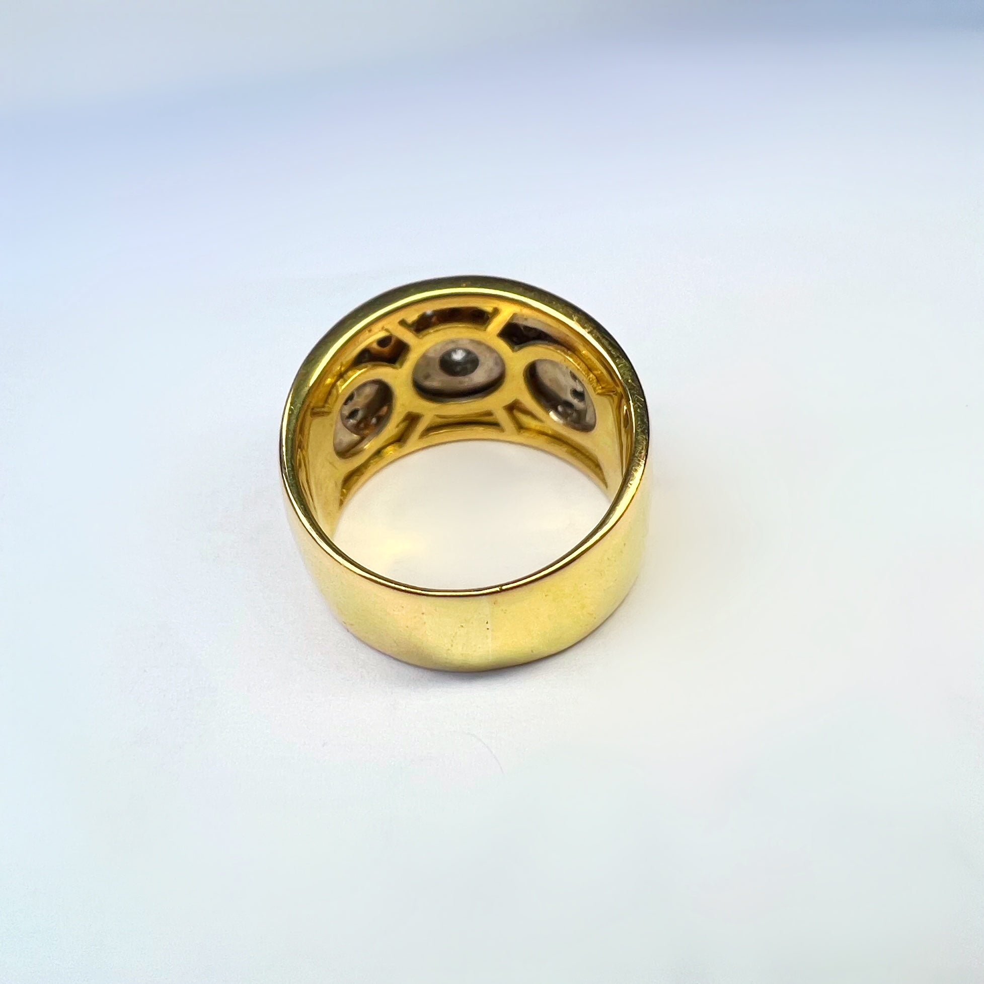 Retro Italian 18ct Gold Enamel and Diamond Ring