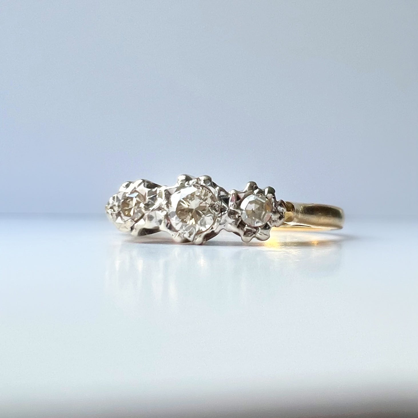 Vintage 3 Stone Diamond Illusion Set Ring
