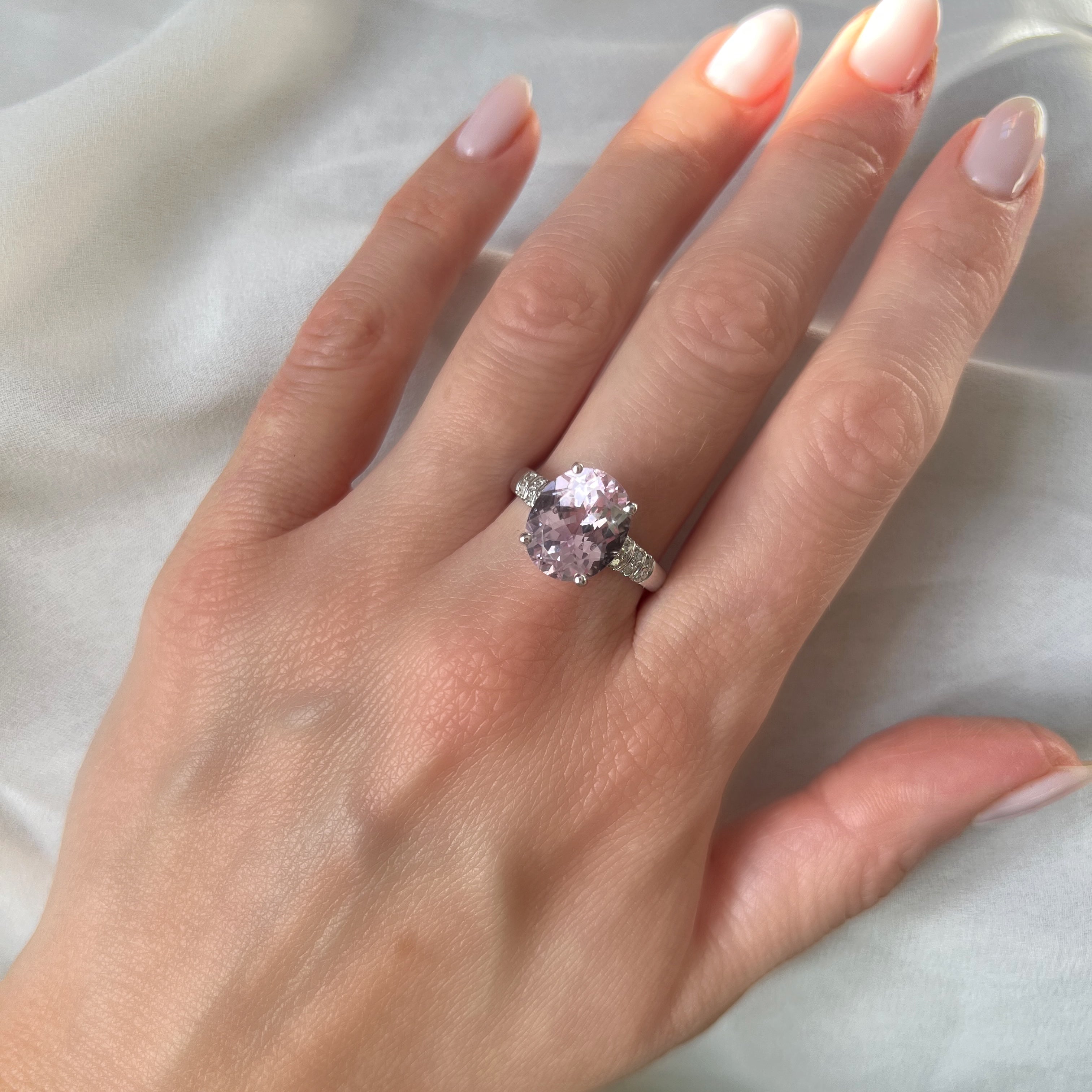 Morganite and Diamond White Gold Ring