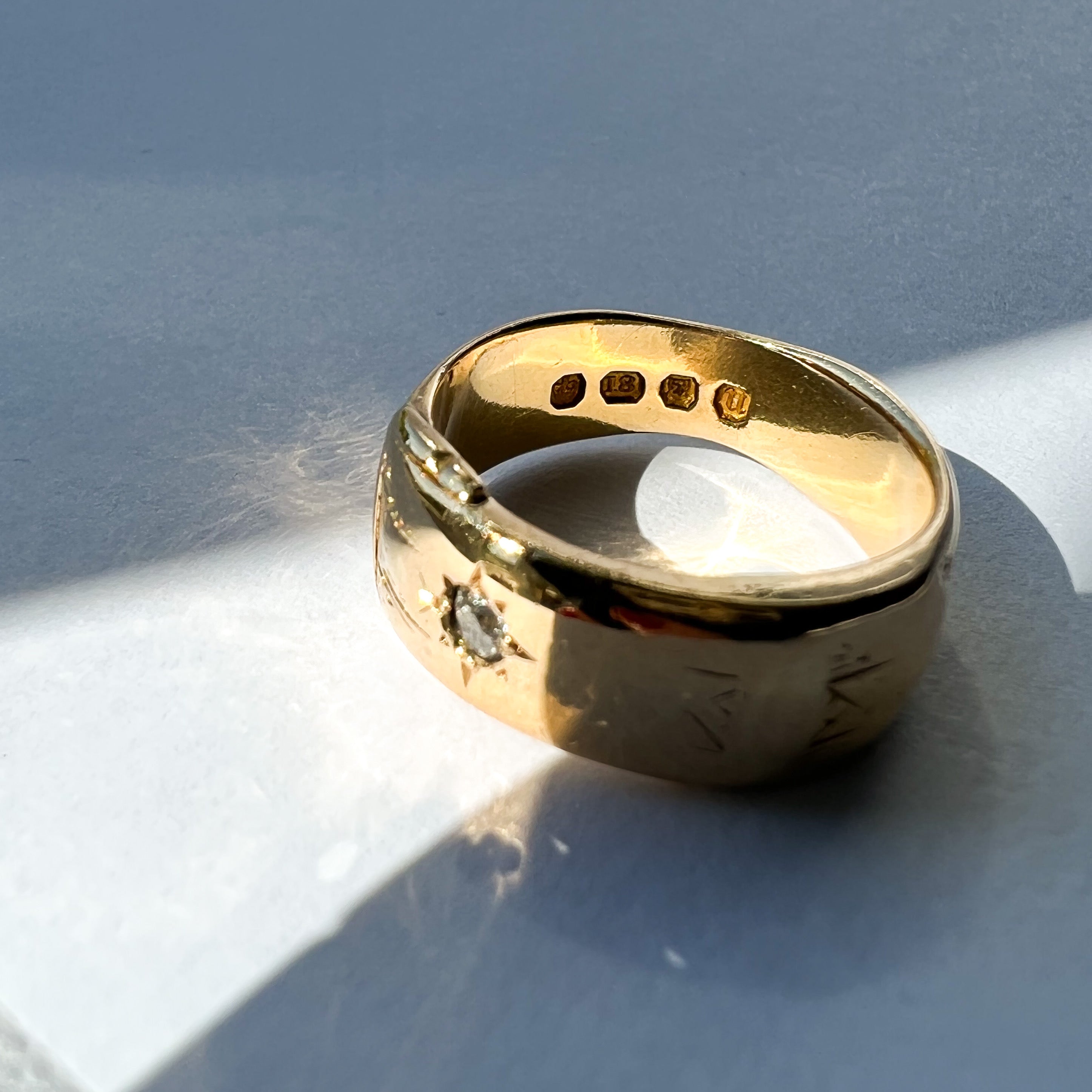 Antique 18ct Gold Buckle Ring with Diamond Star, 1875