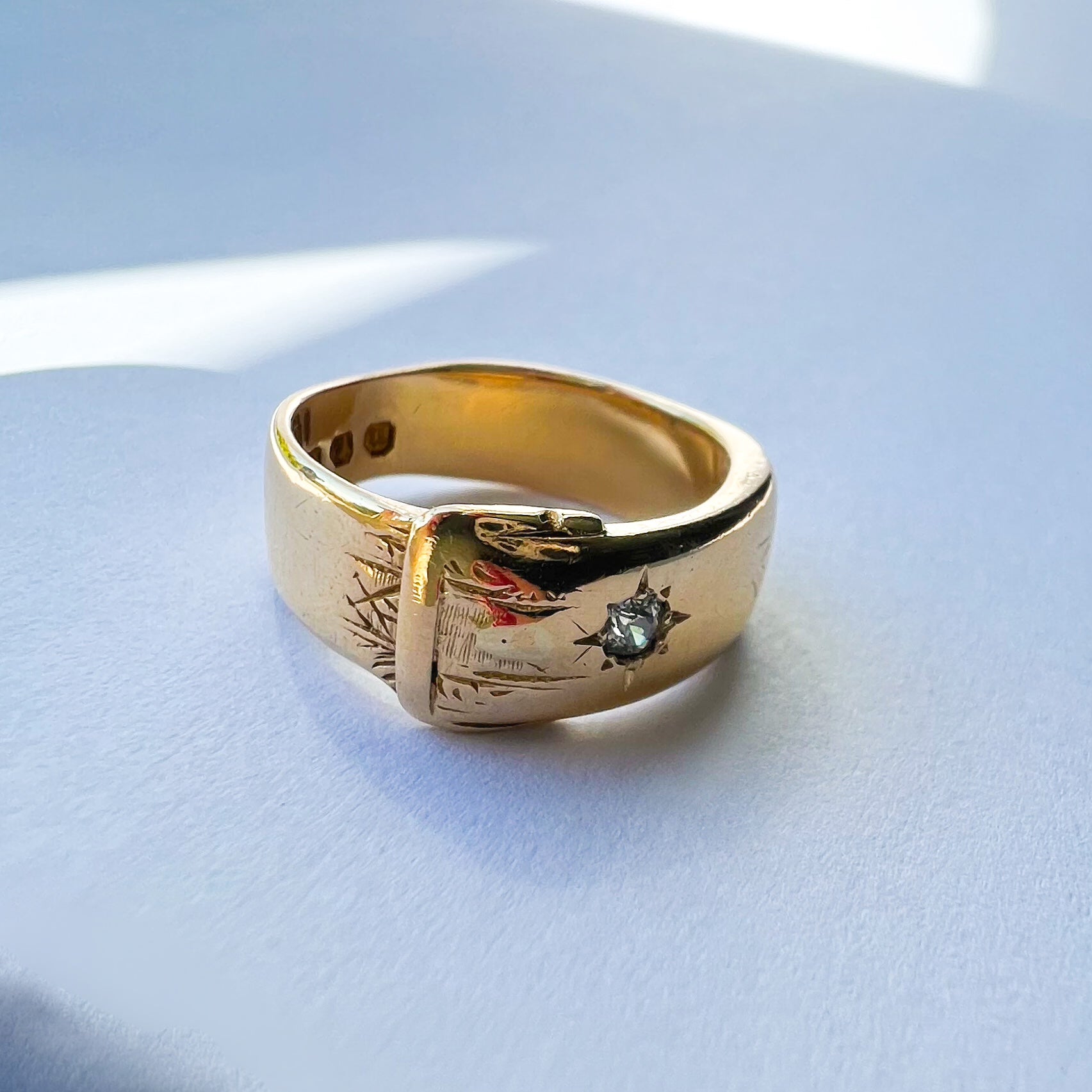 Antique 18ct Gold Buckle Ring with Diamond Star, 1875