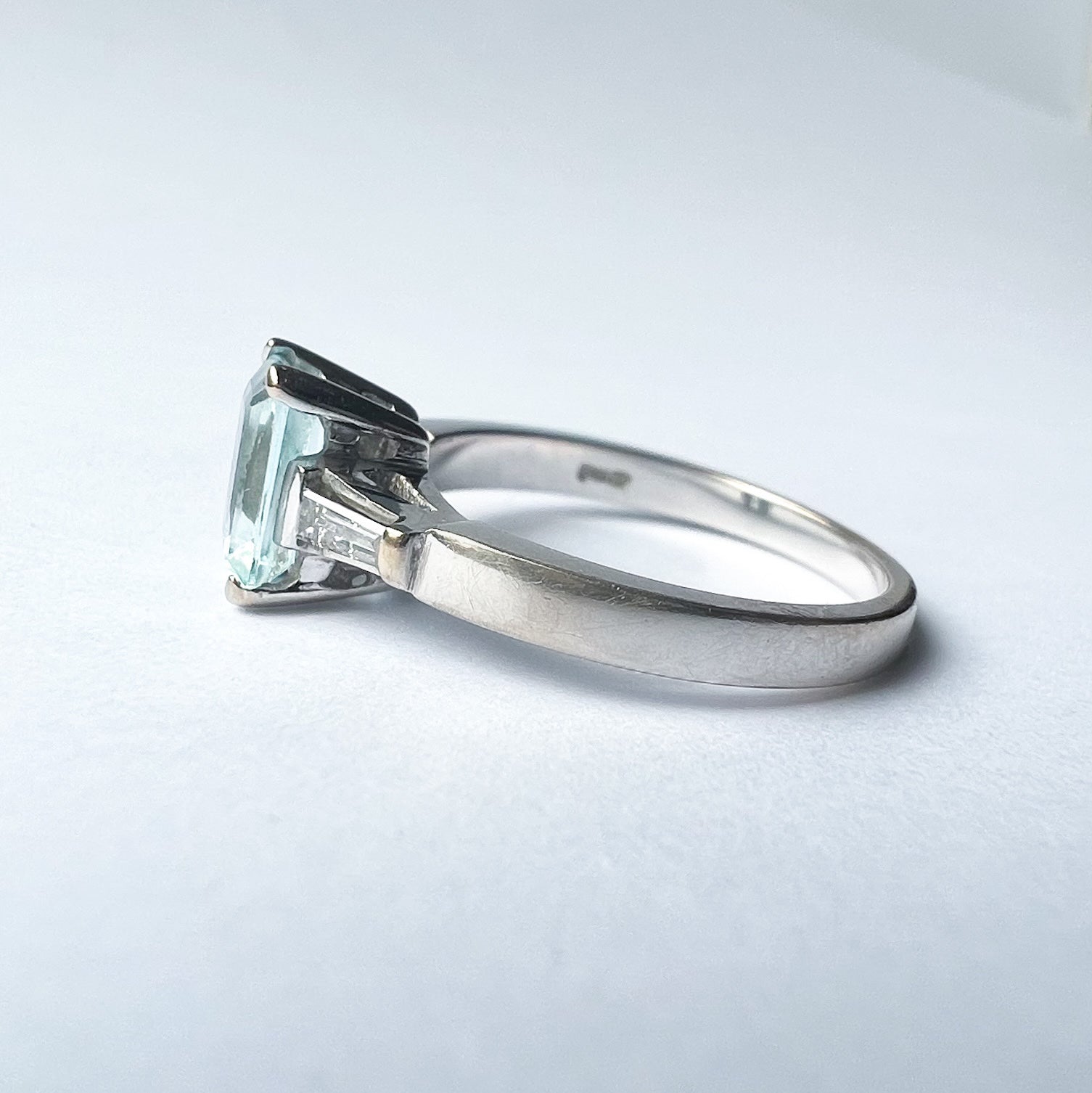 Aquamarine and Diamond 18ct White Gold Ring