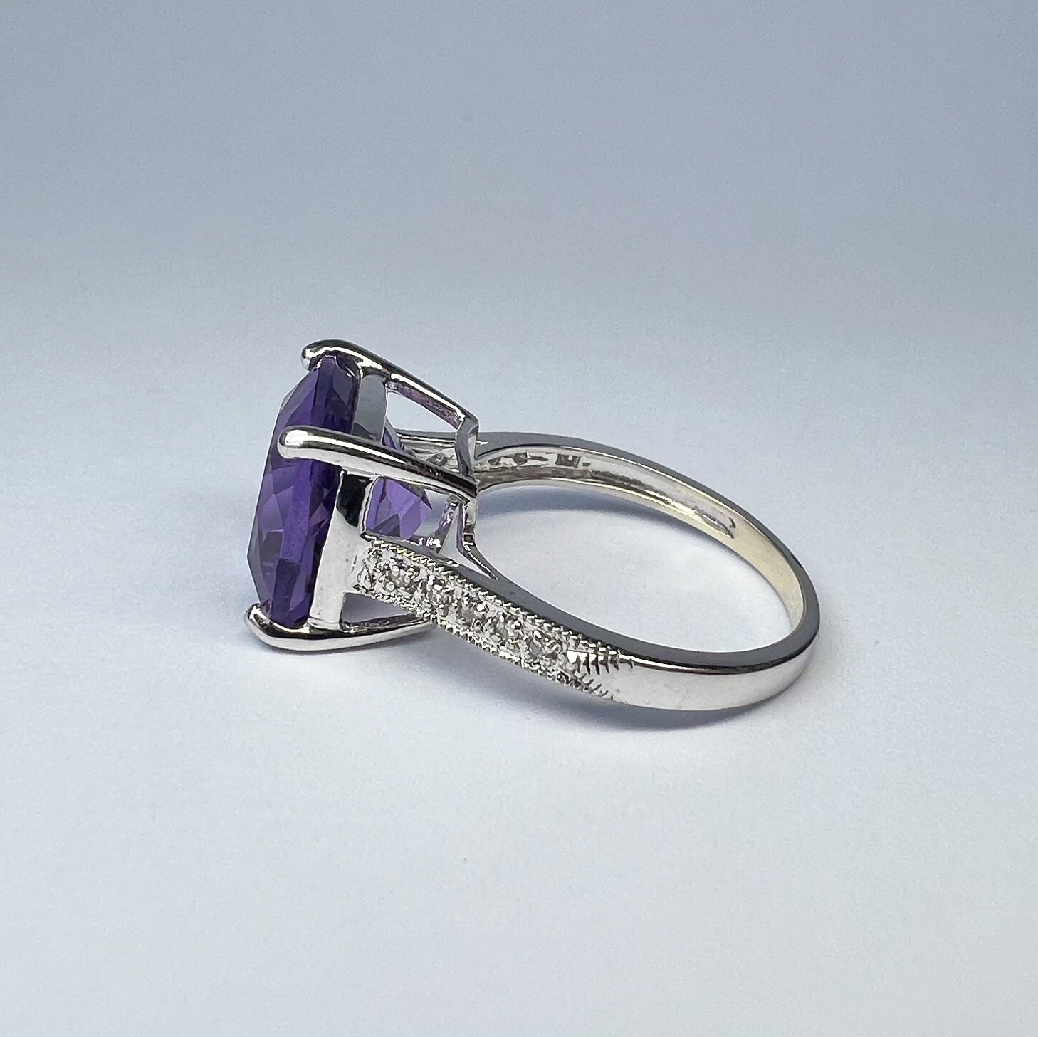 Large Amethyst and Diamond Dress Ring
