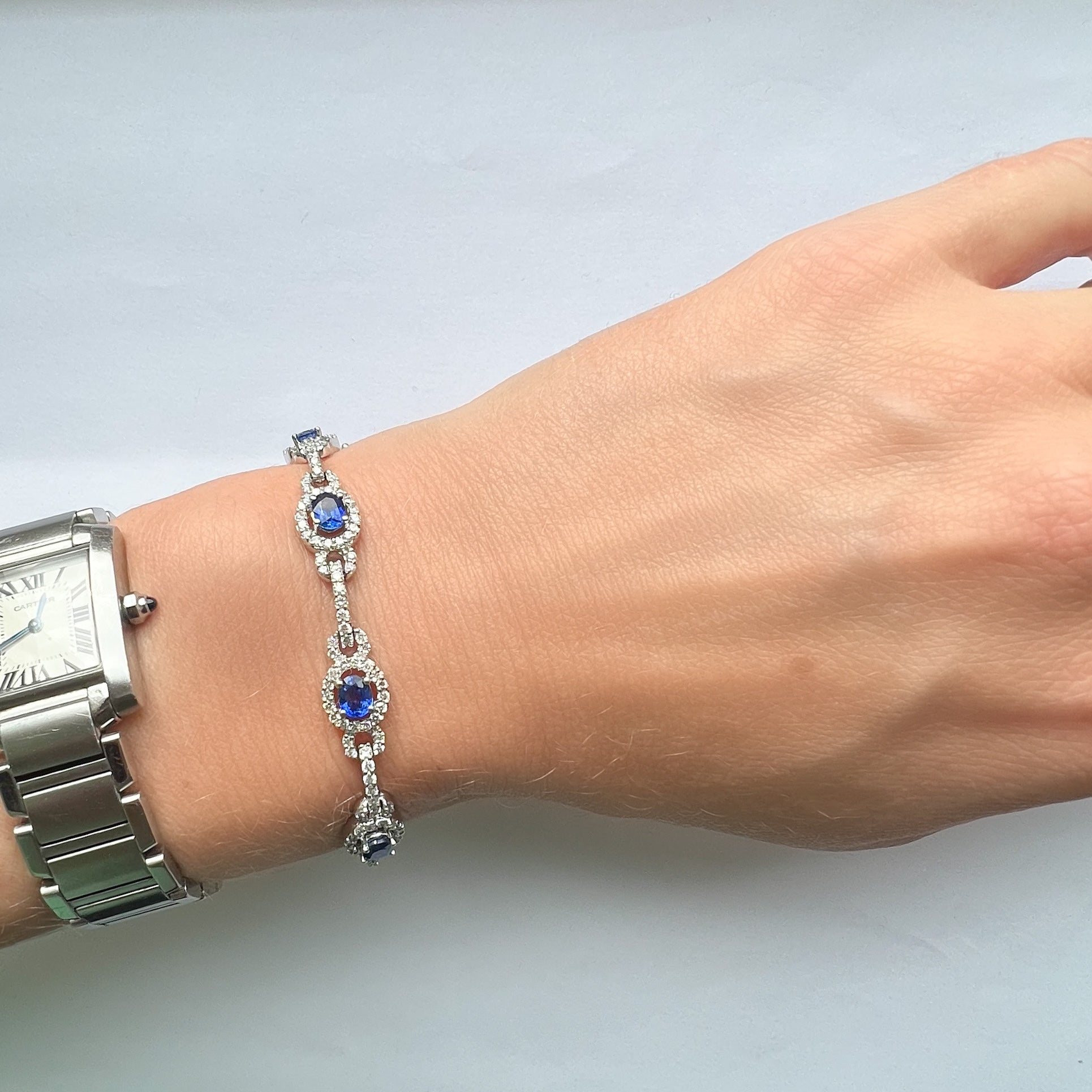 Stunning Unheated Ceylon Sapphire and Diamond Bracelet