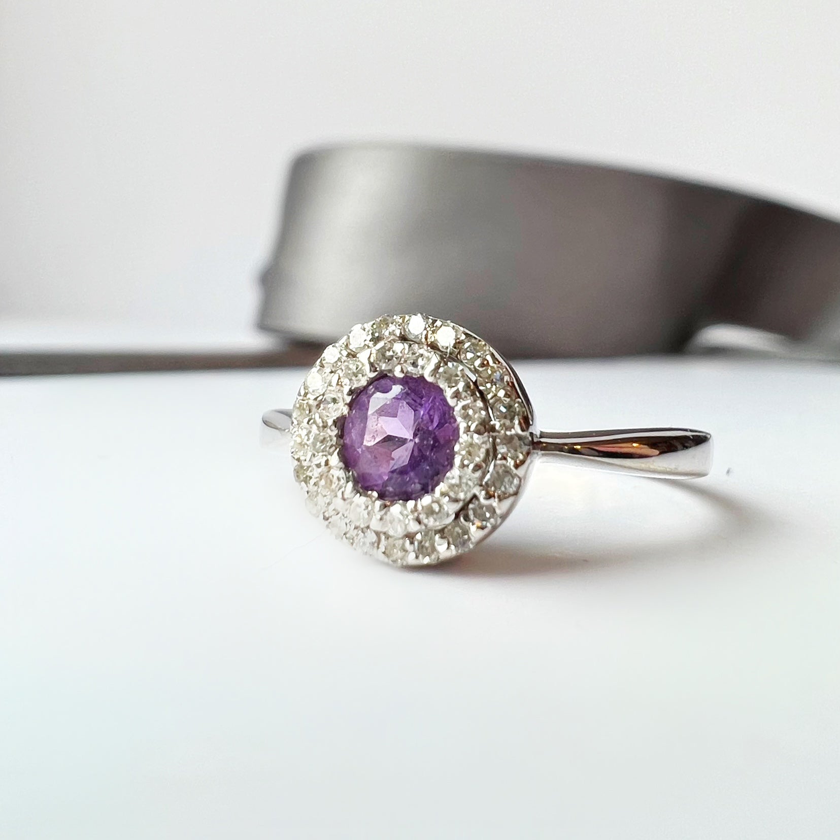 Amethyst and Diamond Target Ring