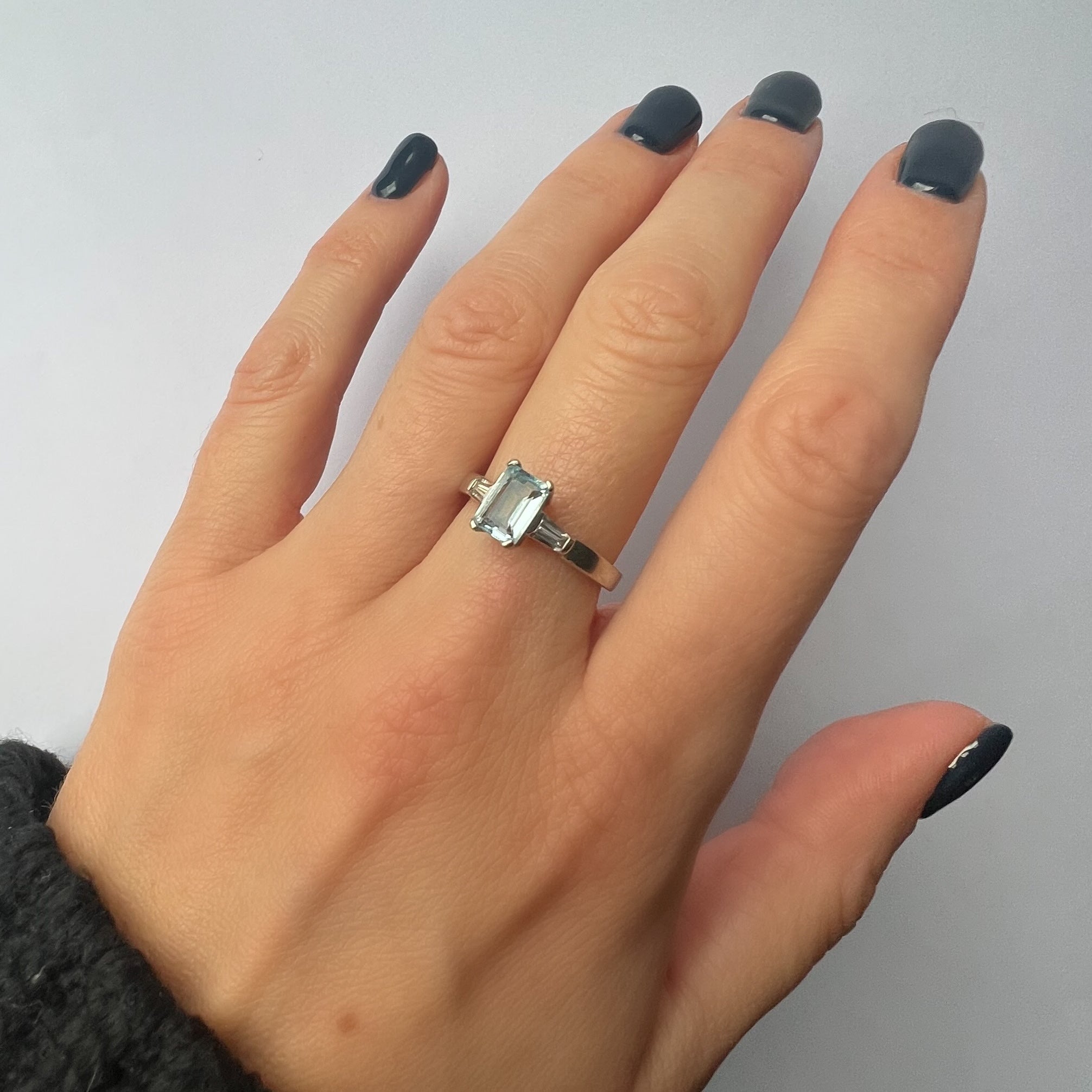 Aquamarine and Diamond 18ct White Gold Ring