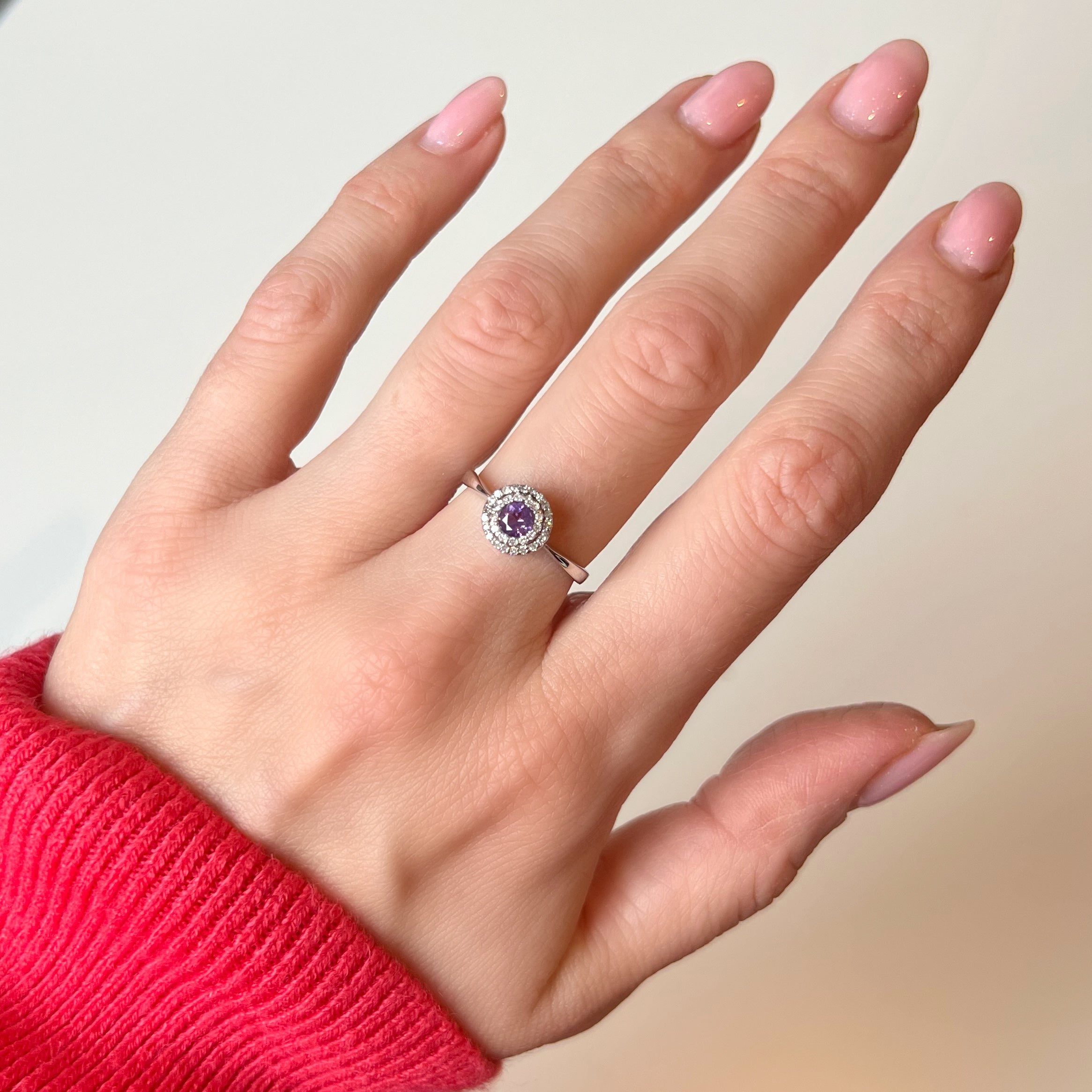 Amethyst and Diamond Target Ring