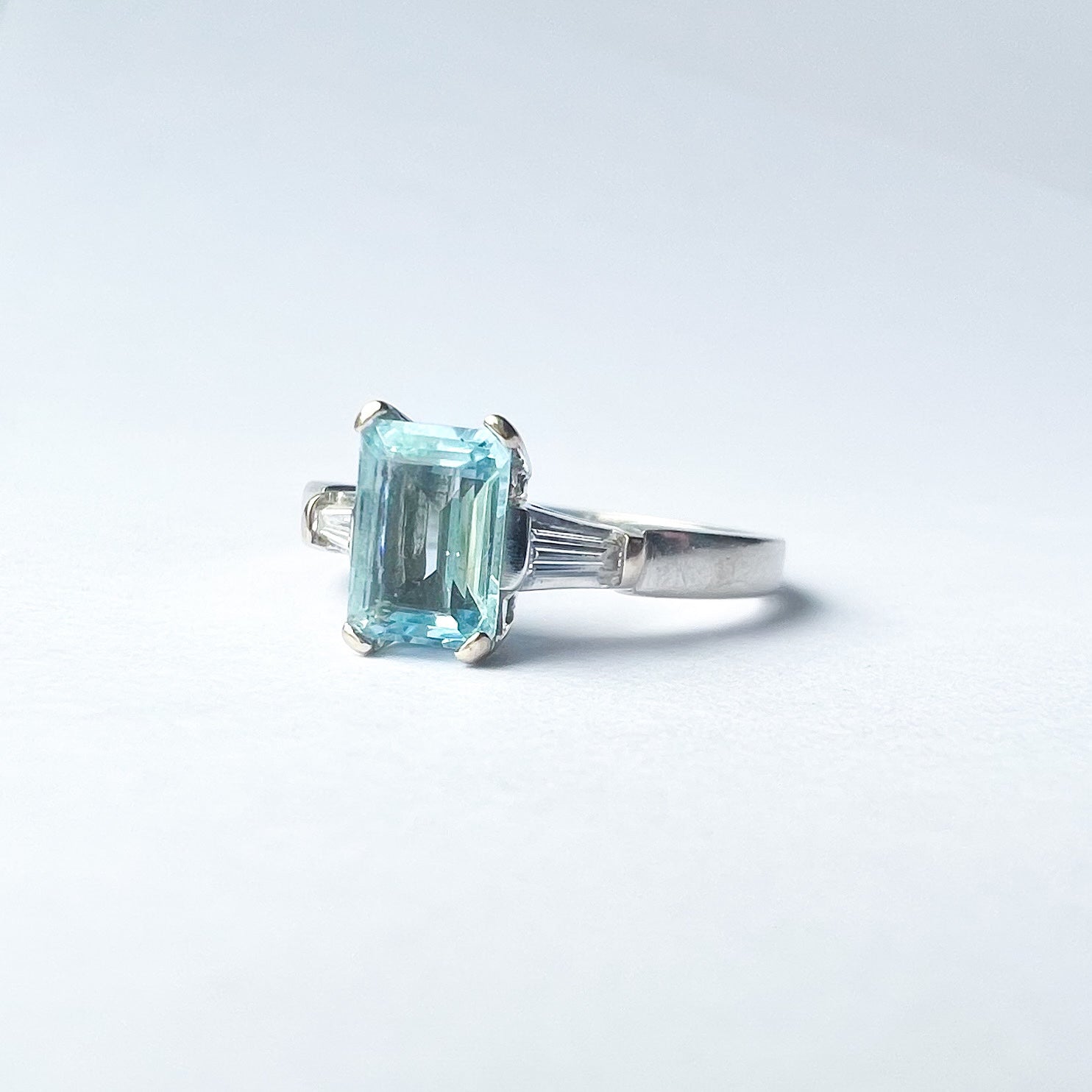 Aquamarine and Diamond 18ct White Gold Ring