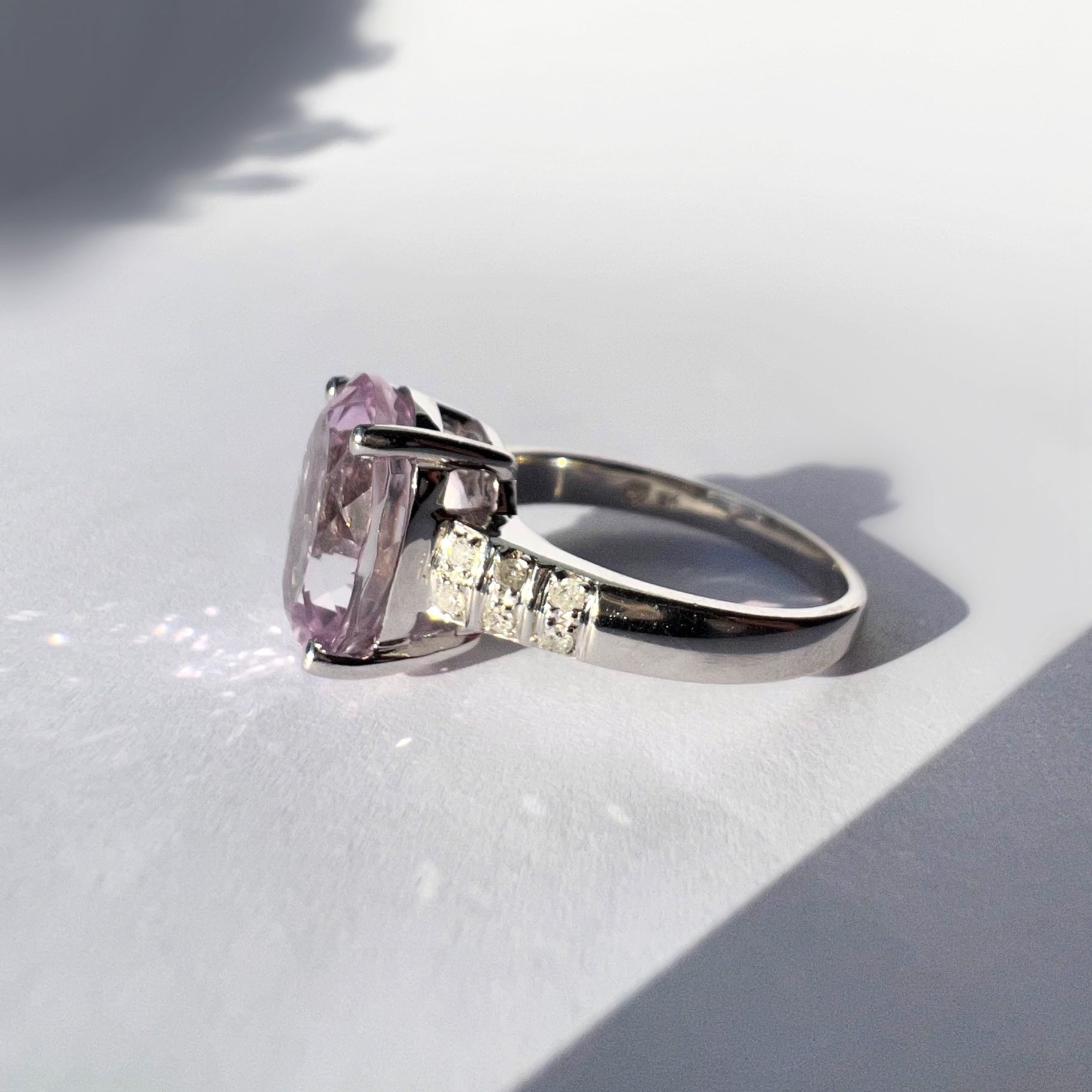 Morganite and Diamond White Gold Ring