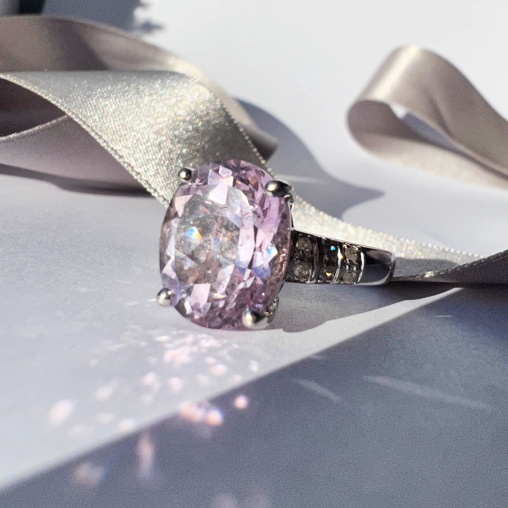 Morganite and Diamond White Gold Ring