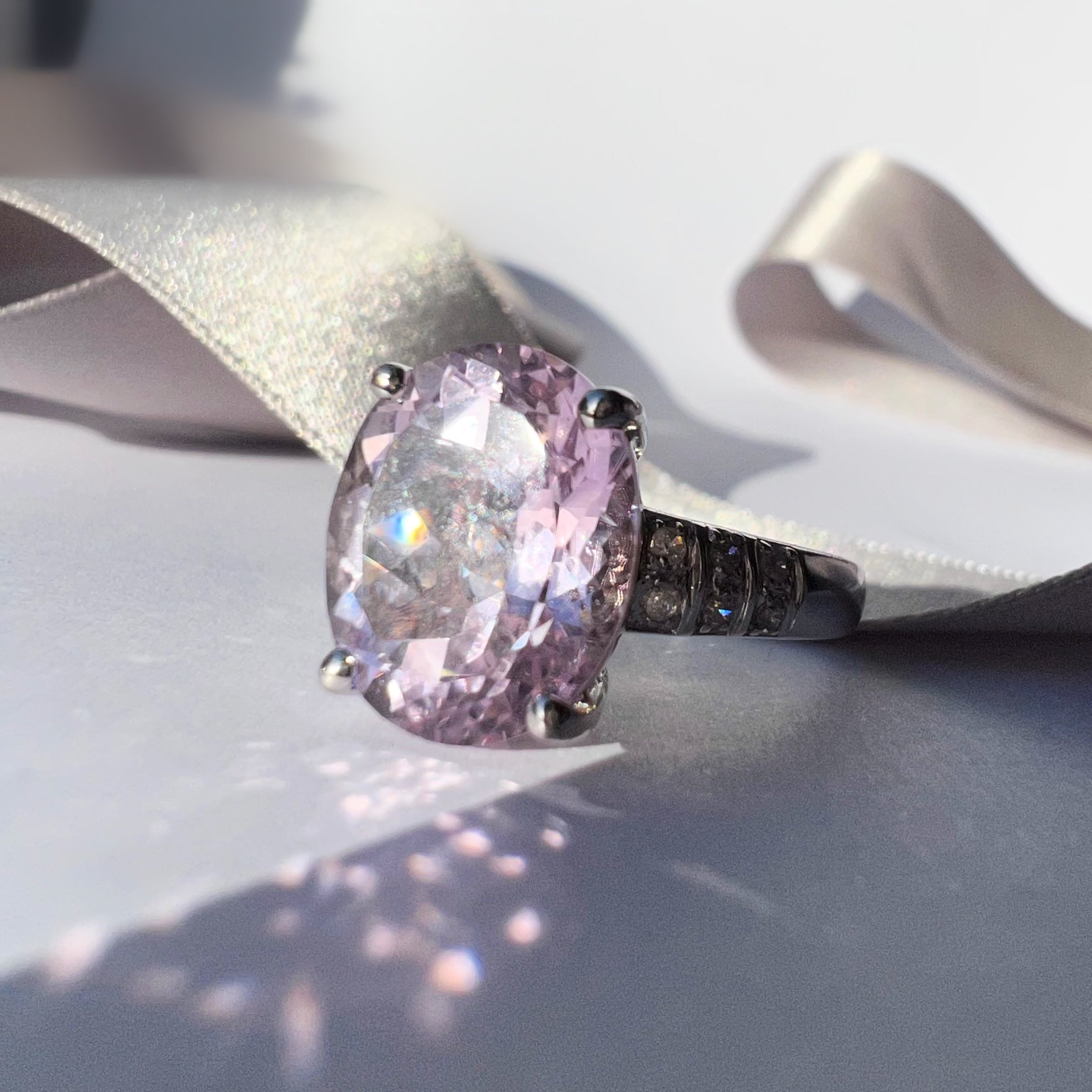 Morganite and Diamond White Gold Ring