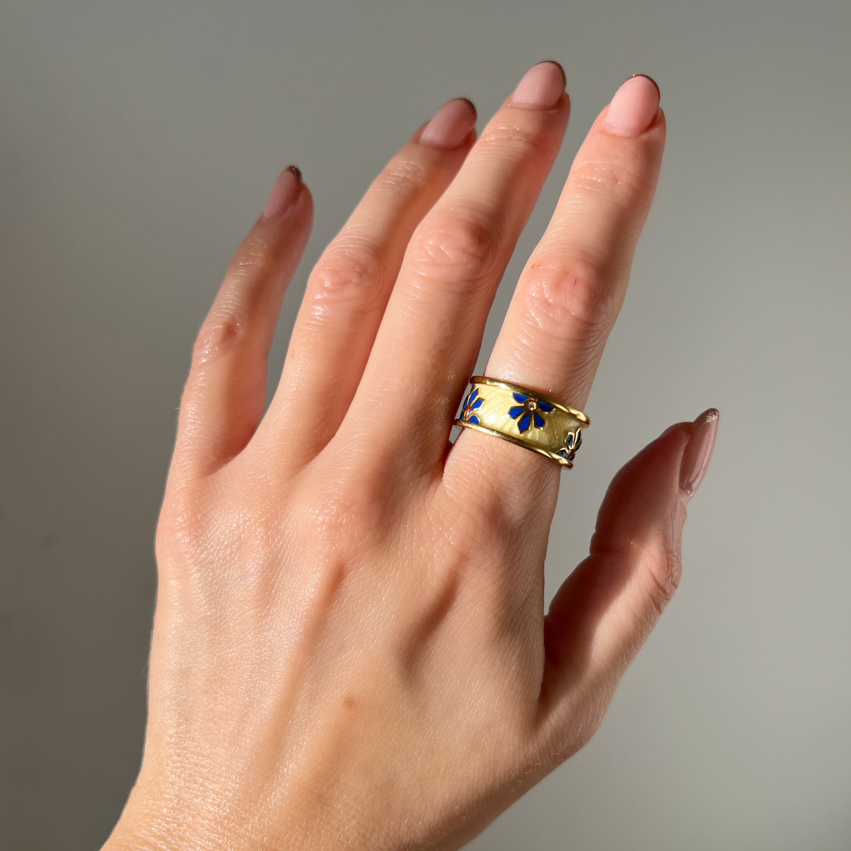 Enamel and 18ct Gold Band