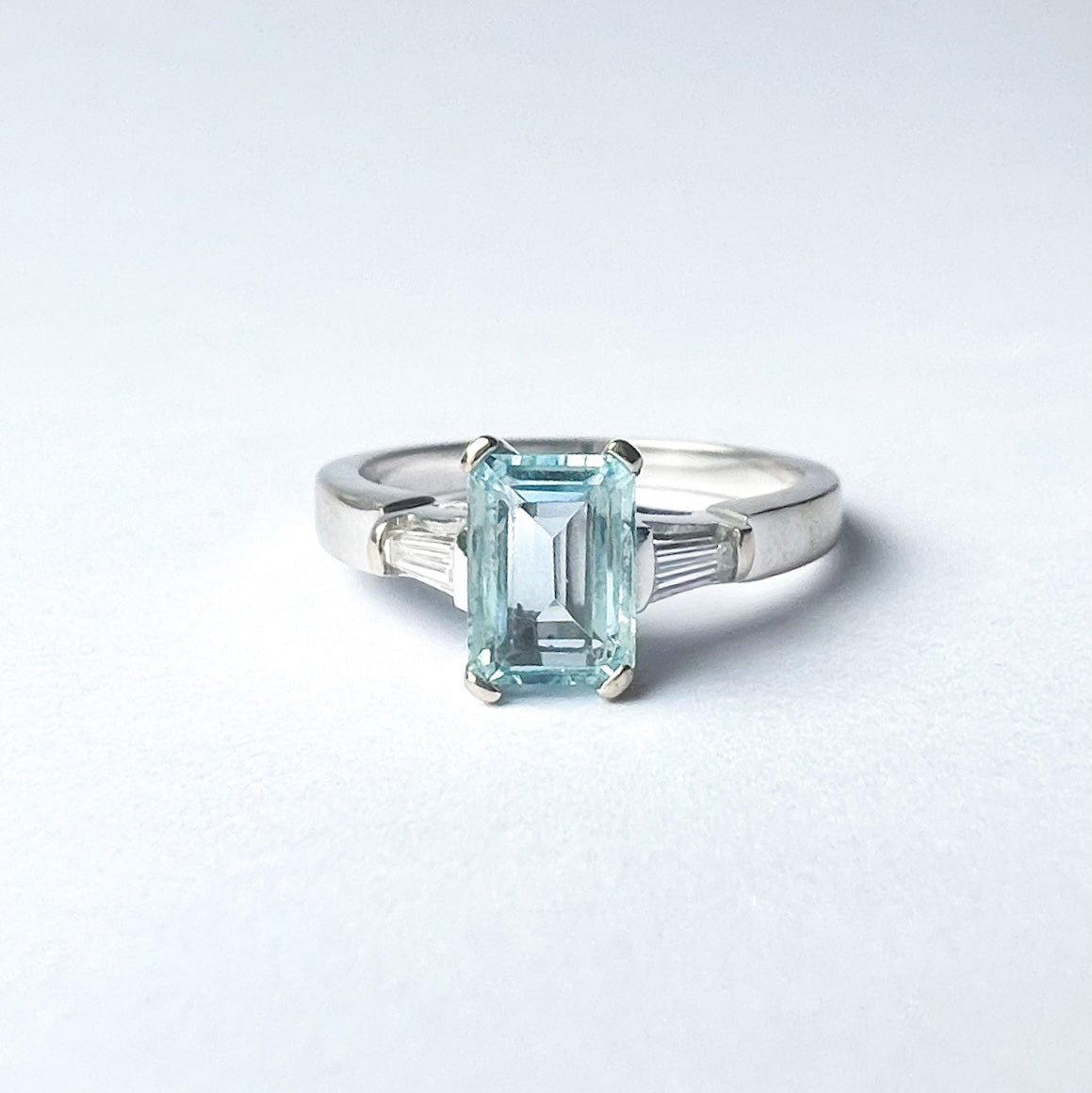 Aquamarine and Diamond 18ct White Gold Ring