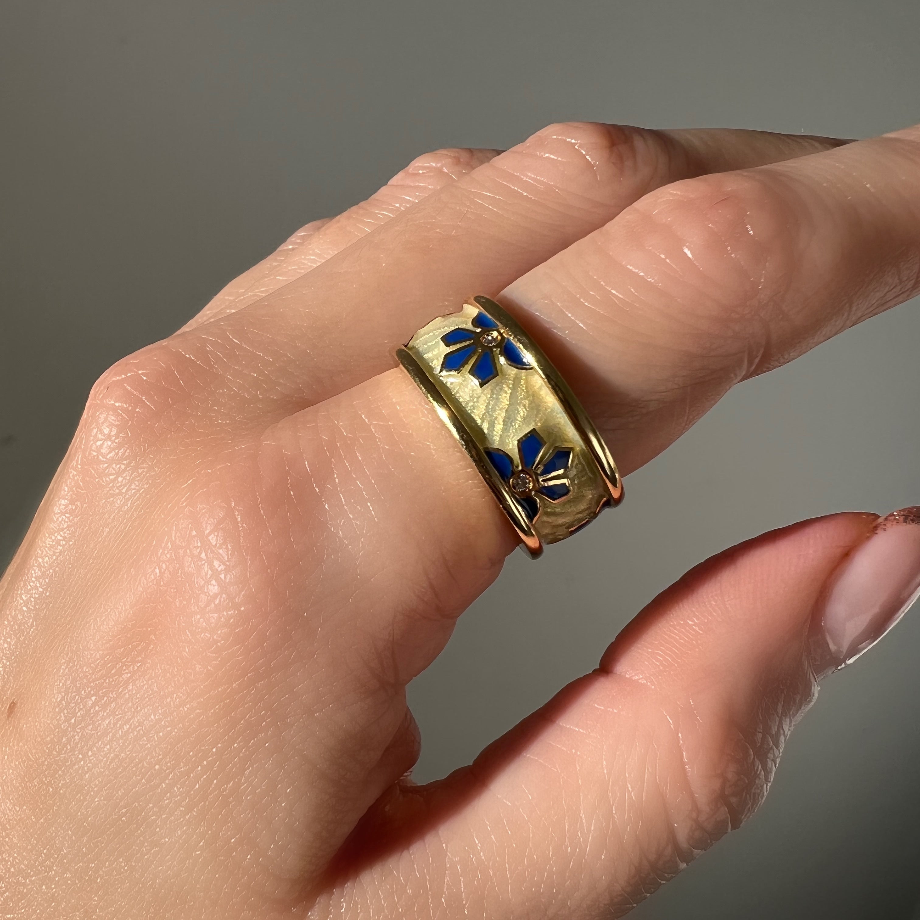Enamel and 18ct Gold Band