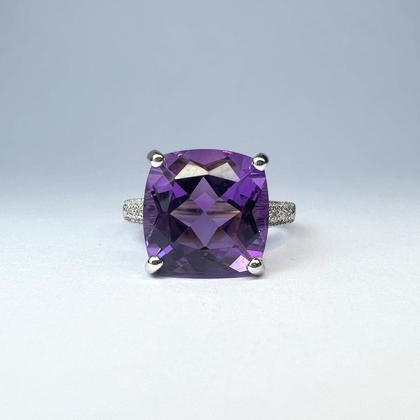 Large Amethyst and Diamond Dress Ring