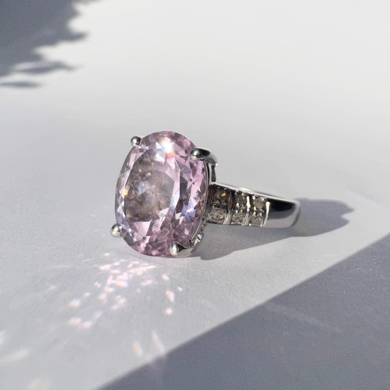 Morganite and Diamond White Gold Ring