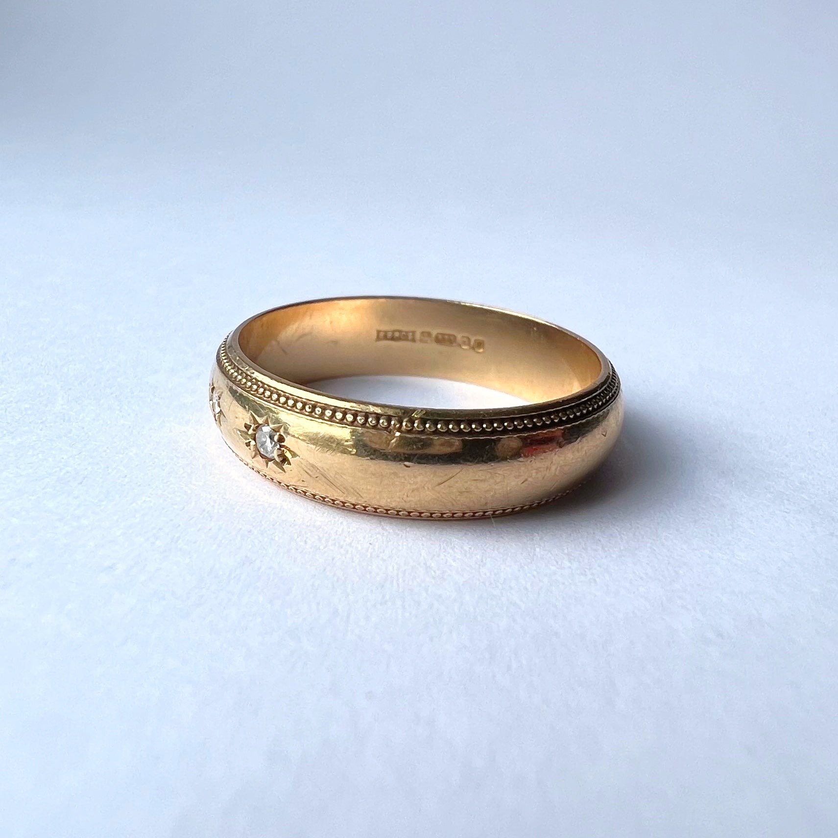 Vintage 9ct gold and Diamond Starburst Band