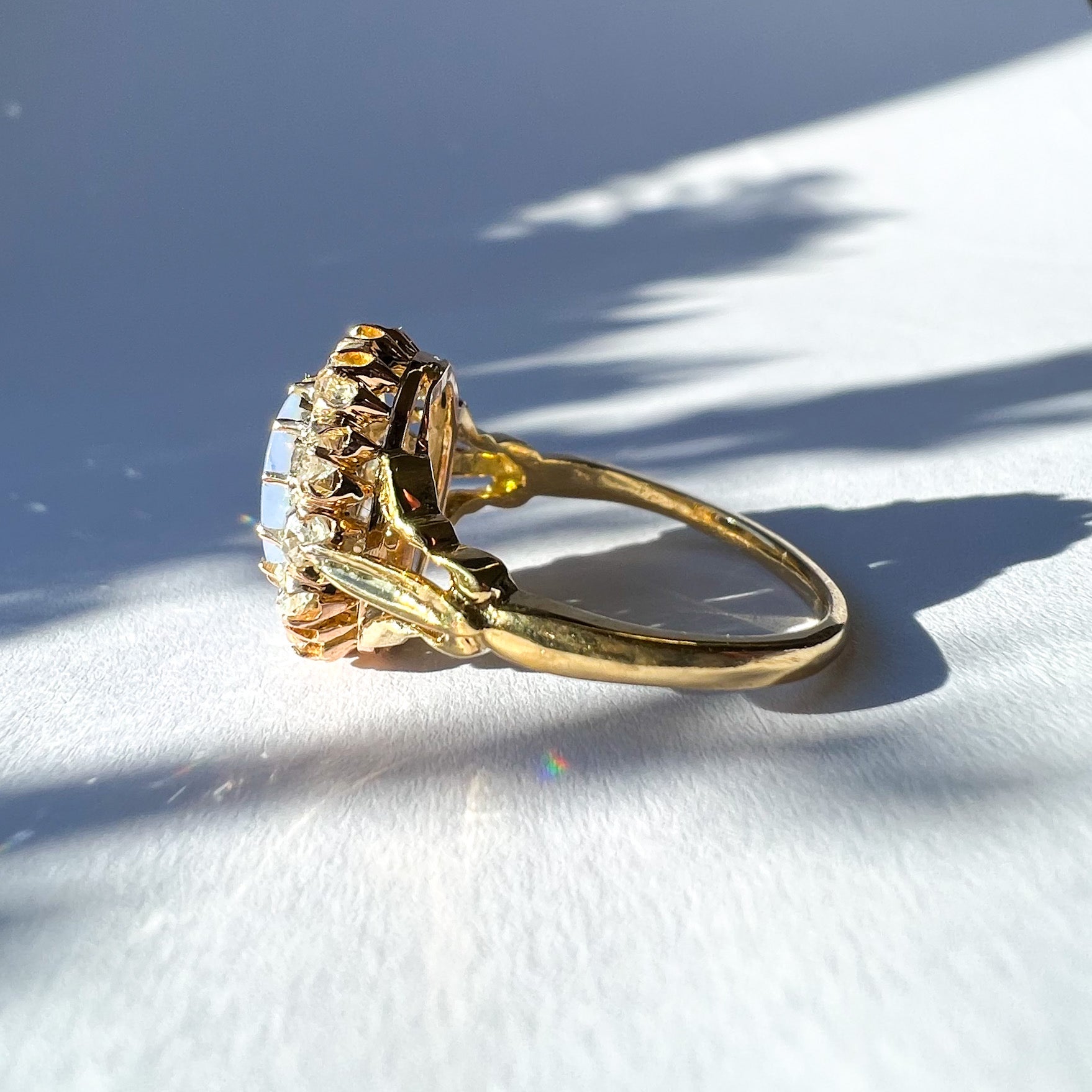 Vintage Opal and 0.60ct Diamond Cluster Ring