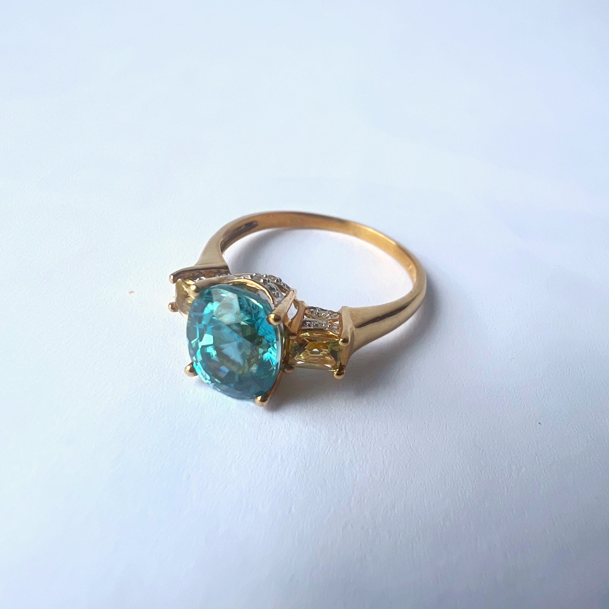 Blue and Green Topaz Ring