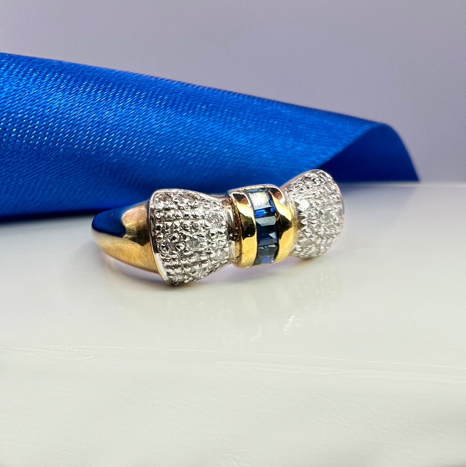 Vintage Sapphire and Diamond Bow Ring