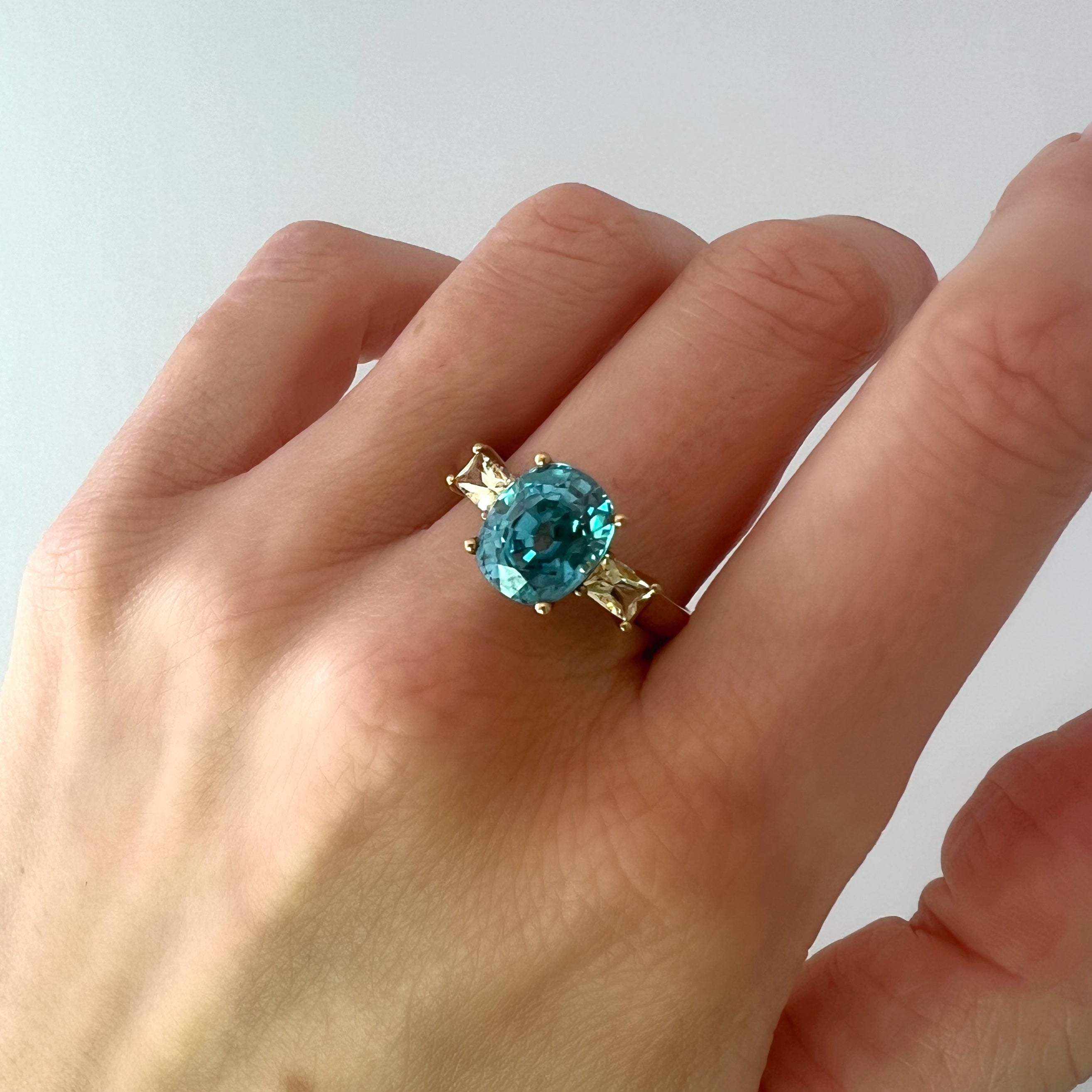 Blue and Green Topaz Ring