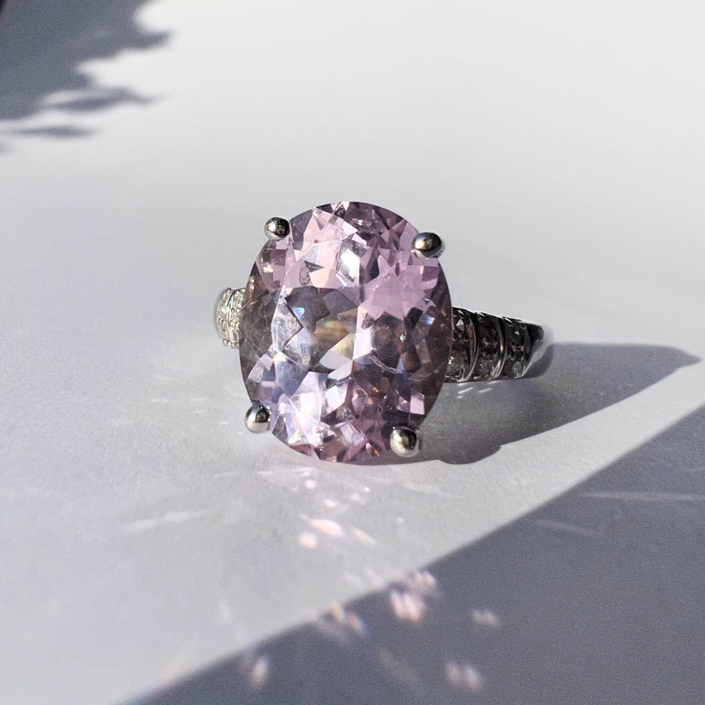 Morganite and Diamond White Gold Ring