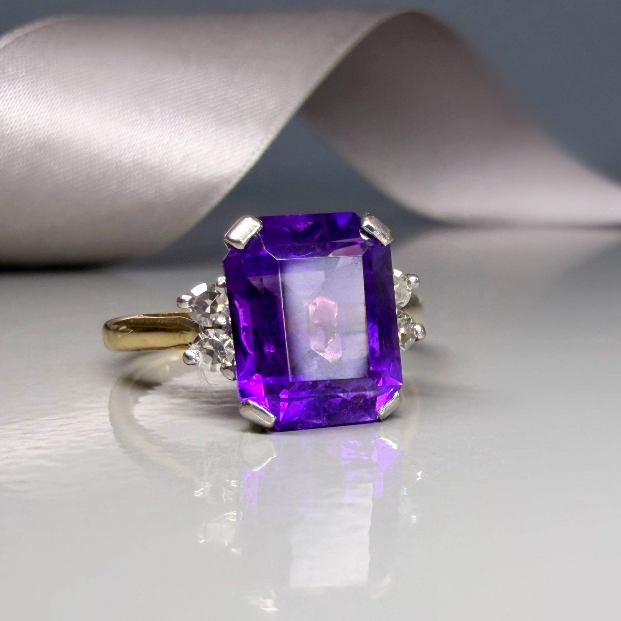 Vintage Amethyst and Diamond Dress Ring