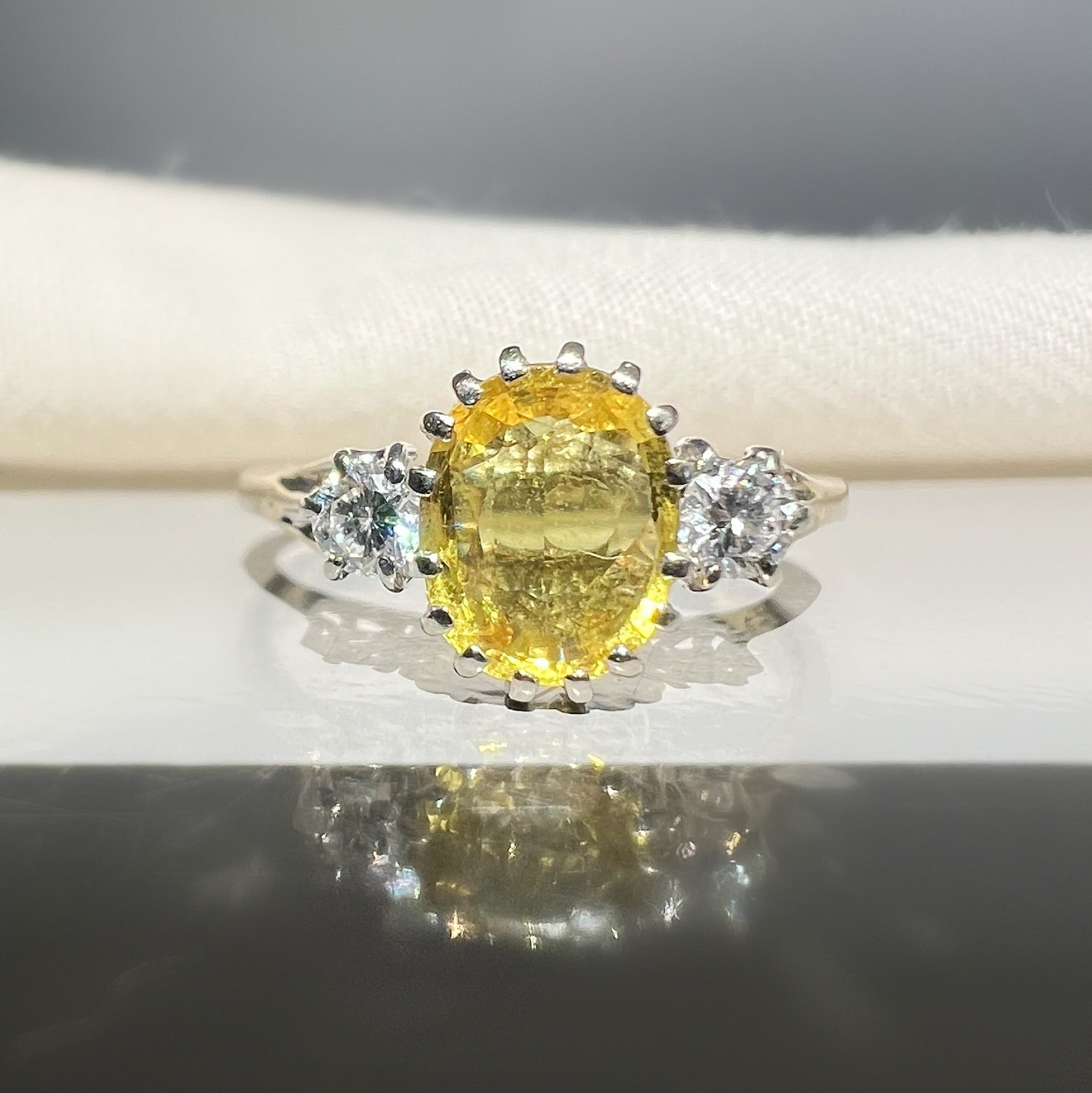 Vintage Yellow Sapphire and Diamond Ring