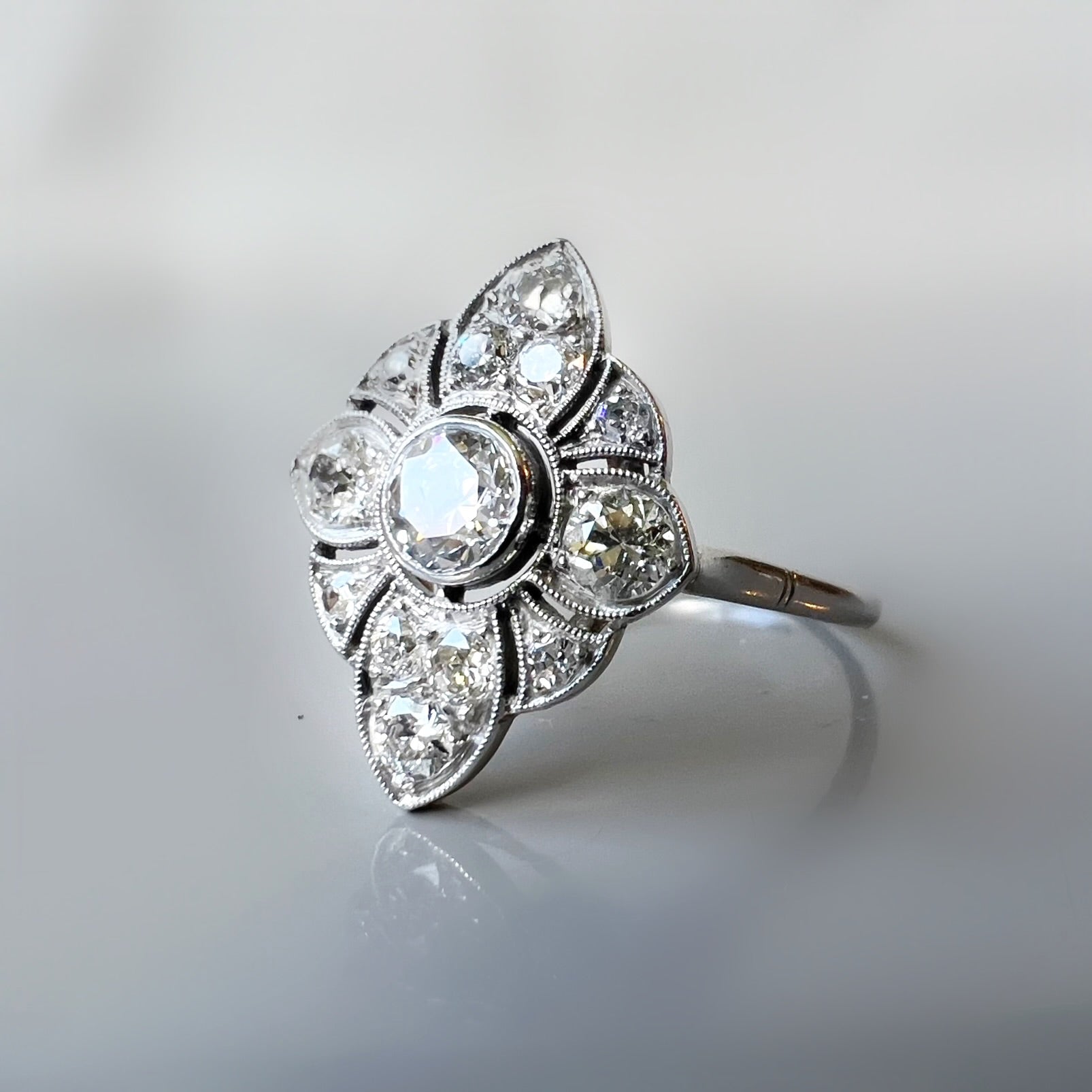Antique Edwardian Diamond Floral Ring