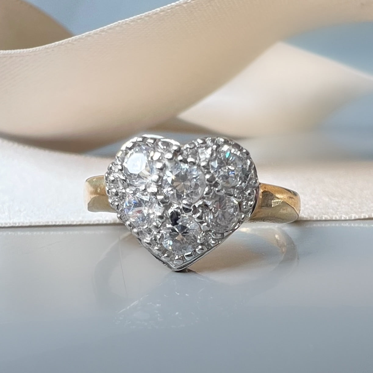 Vintage Diamond Love Heart Ring