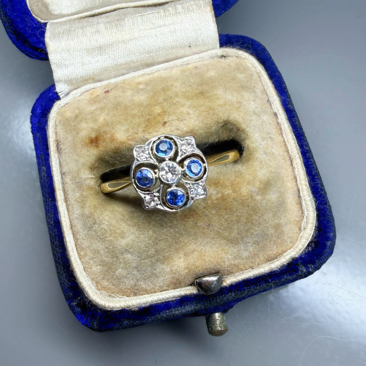 Art Deco Sapphire and Diamond Pierced Ring